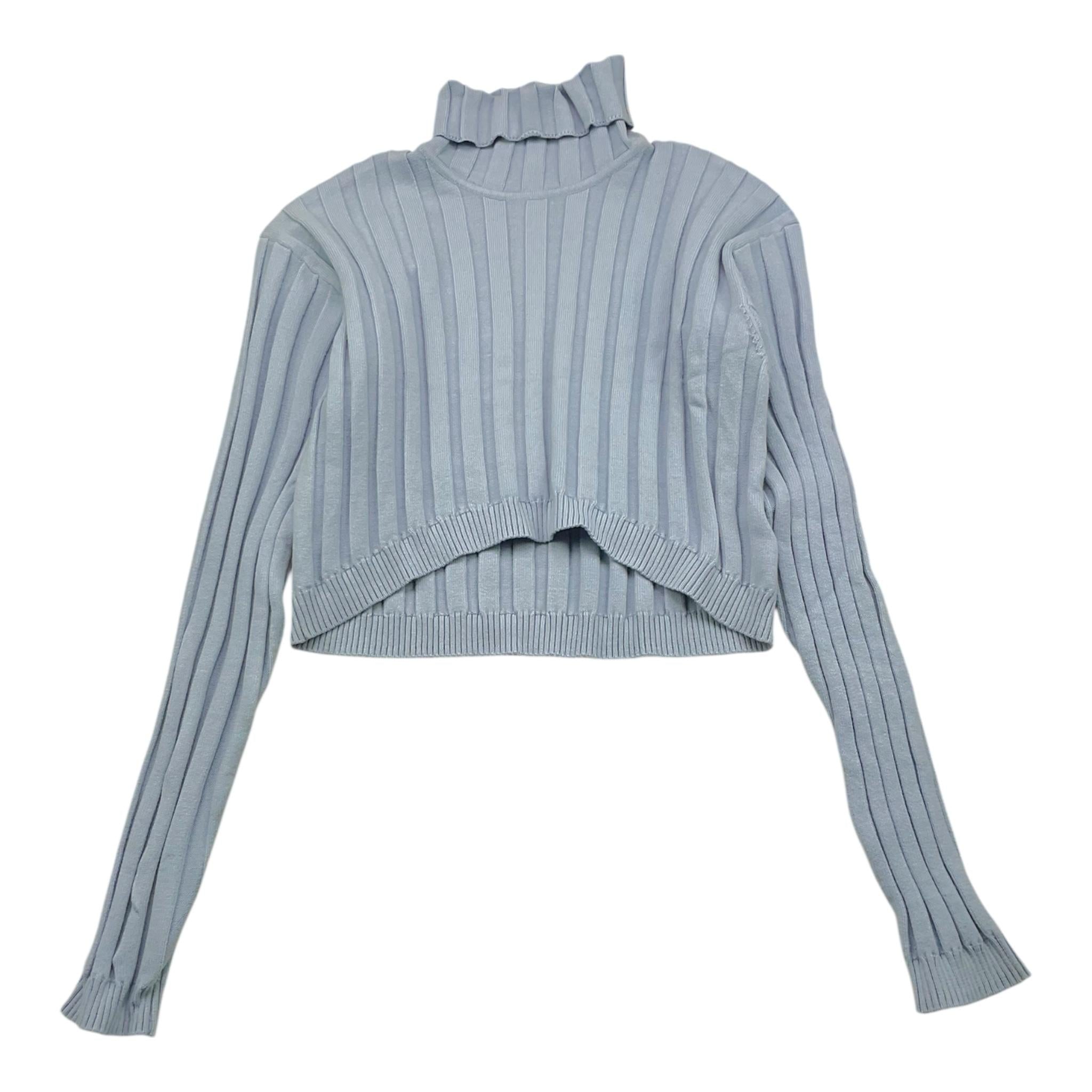 MET maglia tinta unita a costine collo alto Azzurro per Bambina ME452 AZZURRO MET 