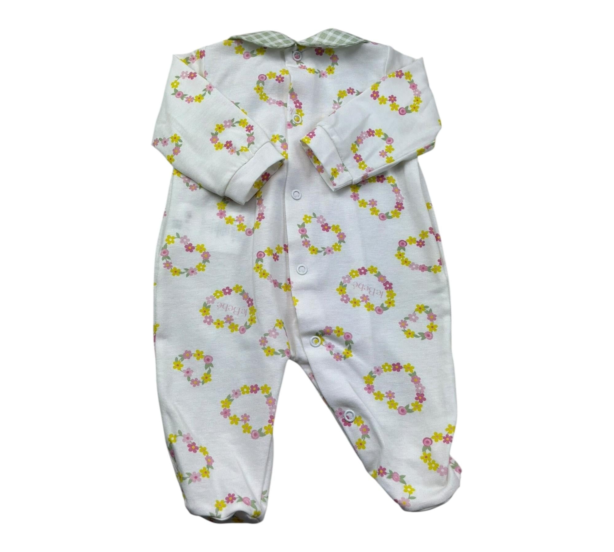 Le Bebe Tutina Manica Lunga Tinta Unita Fantasia Floreale per Neonata LBG6244 BIANCO LE BEBE 