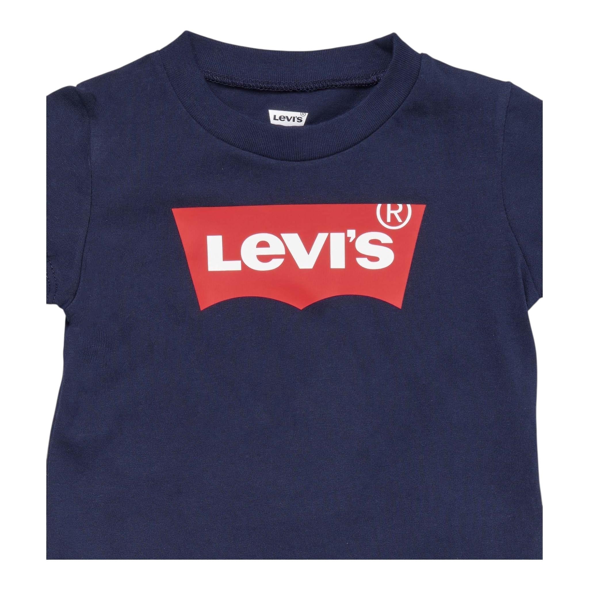 Levi'S T-Shirt Girocollo Tinta Unita con Logo per Neonato 6E8157X BLU LEVI'S 