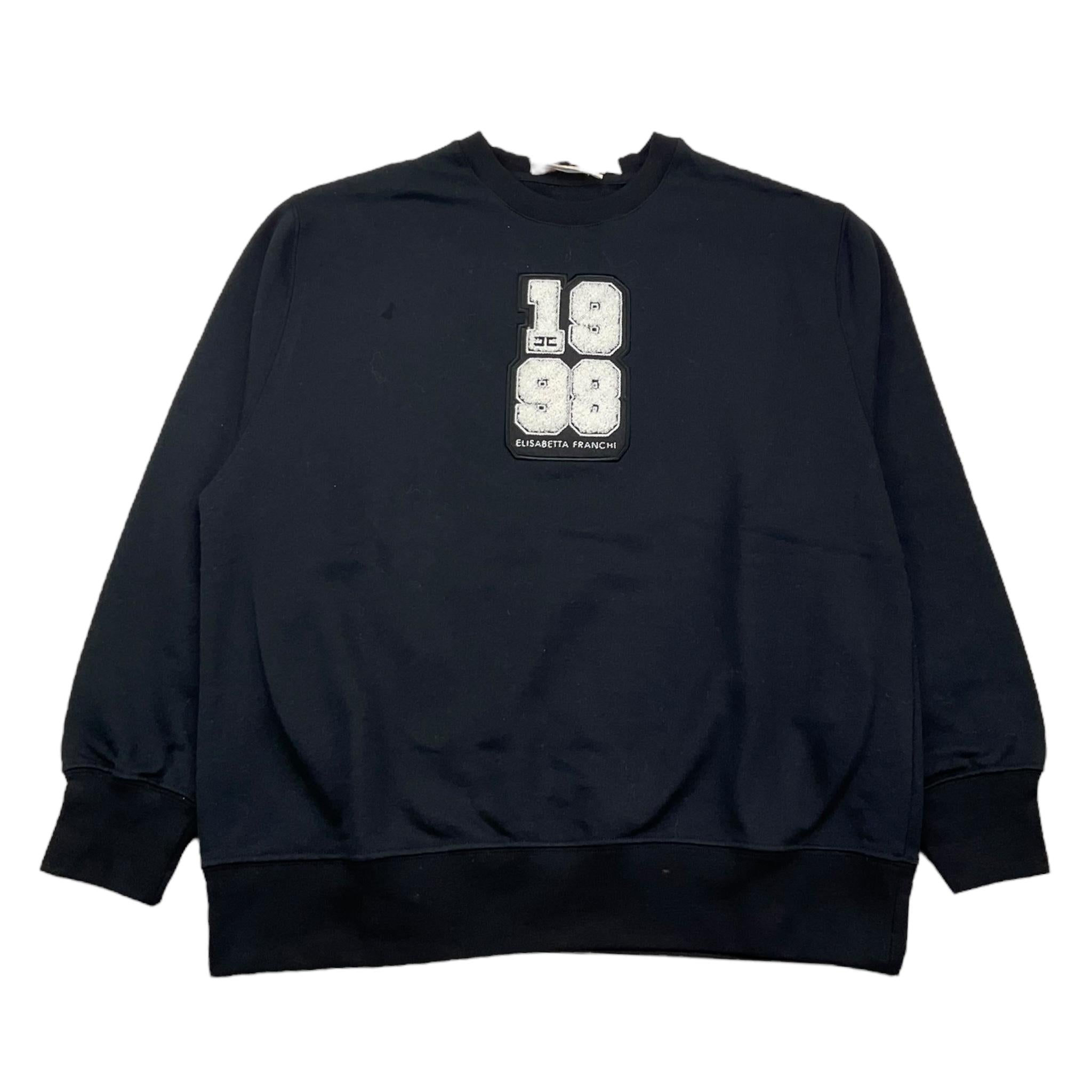 ELISABETTA FRANCHI felpa chiusa girocollo tinta unita con stampa in contrasto Nero per Bambina EFFE127 NERO ELISABETTA FRANCHI 