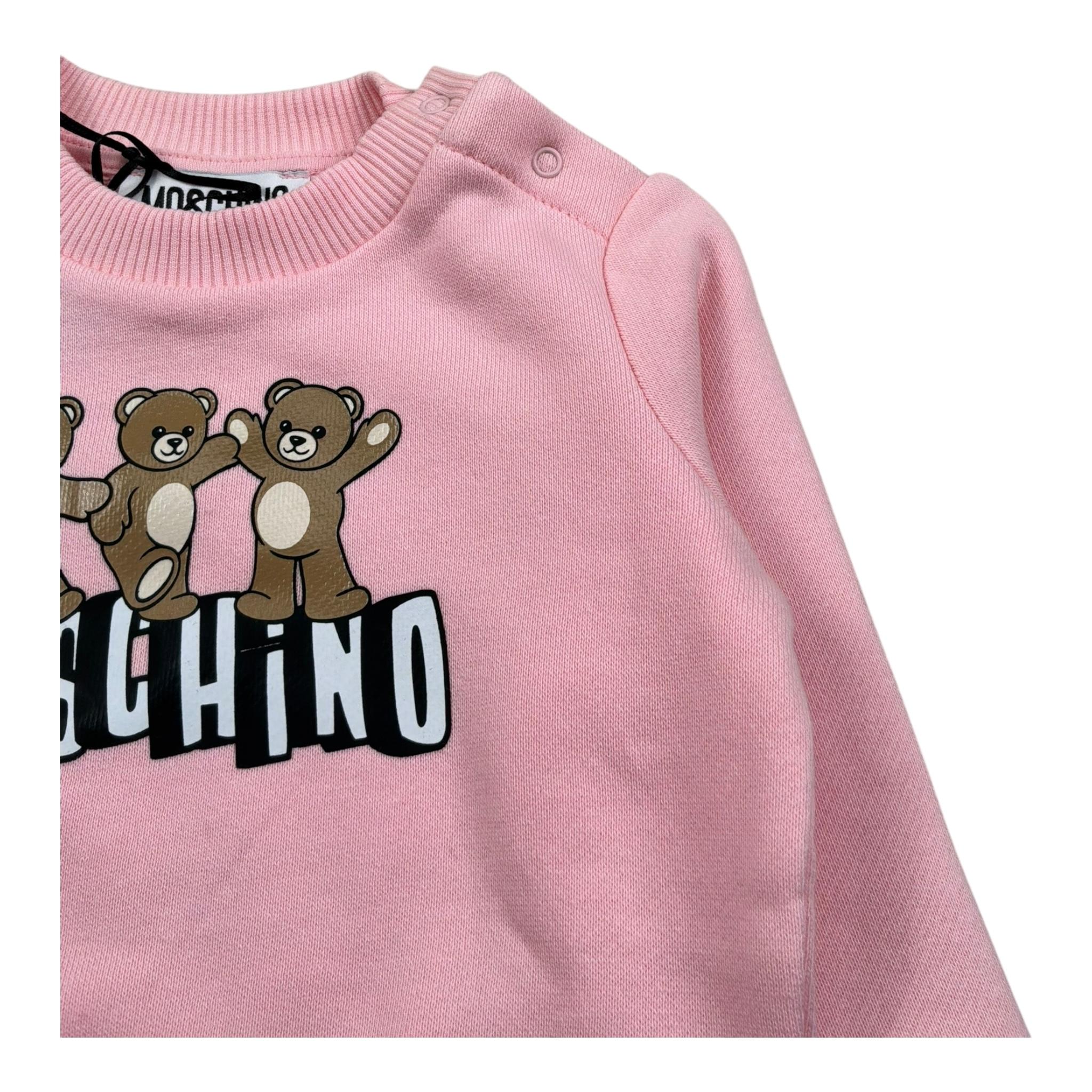 Moschino Felpa Chiusa Girocollo Tinta Unita con Stampa per Neonata MTF06 ROSA MOSCHINO 