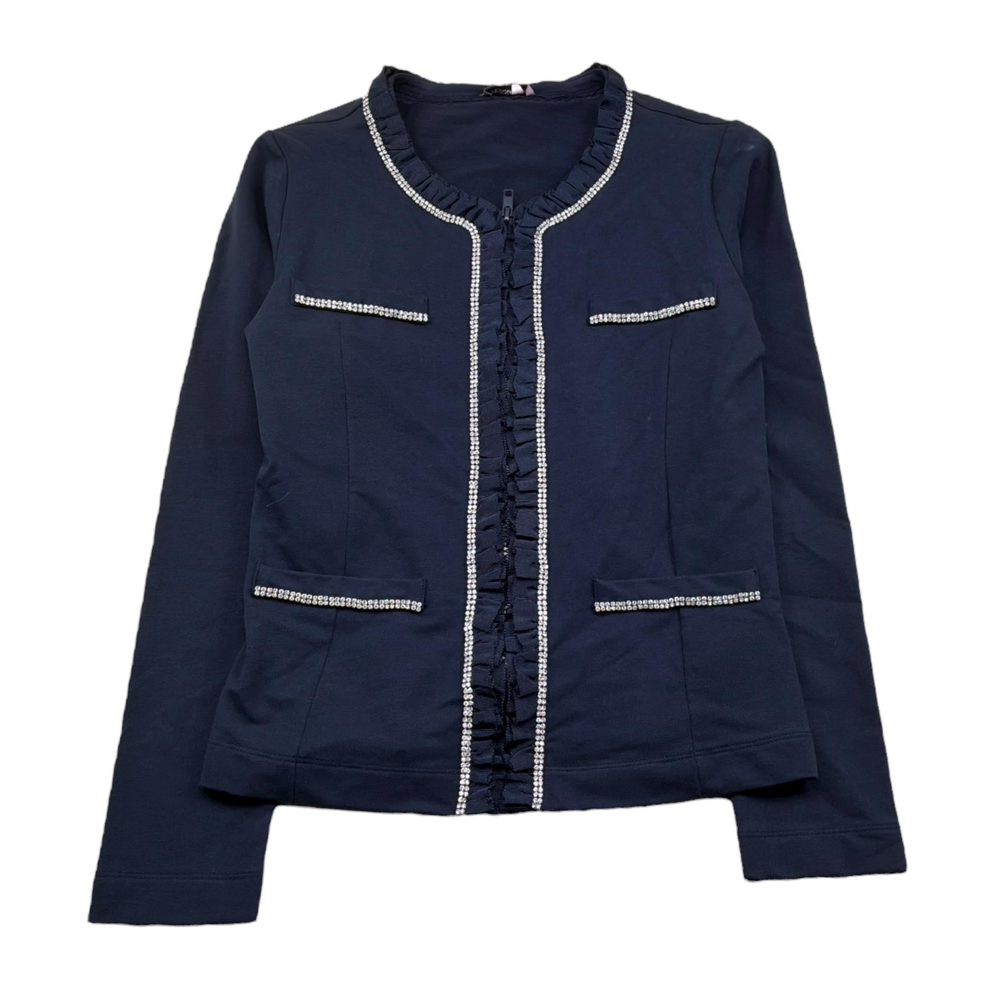 Monnalisa Giacca Tinta Unita con Strass per Bambina 195109 BLU MONNALISA 