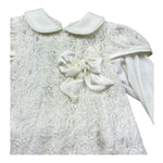 Aletta Abito Manica Lunga Tinta Unita con Ricami per Neonata RH99050 PANNA ALETTA 