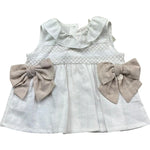 Le Bebe Camicia Giromanica Tinta Unita con Fiocco per Neonata LBG6380 BIANCO LE BEBE 