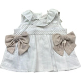 Le Bebe Camicia Giromanica Tinta Unita con Fiocco per Neonata LBG6380 BIANCO LE BEBE 