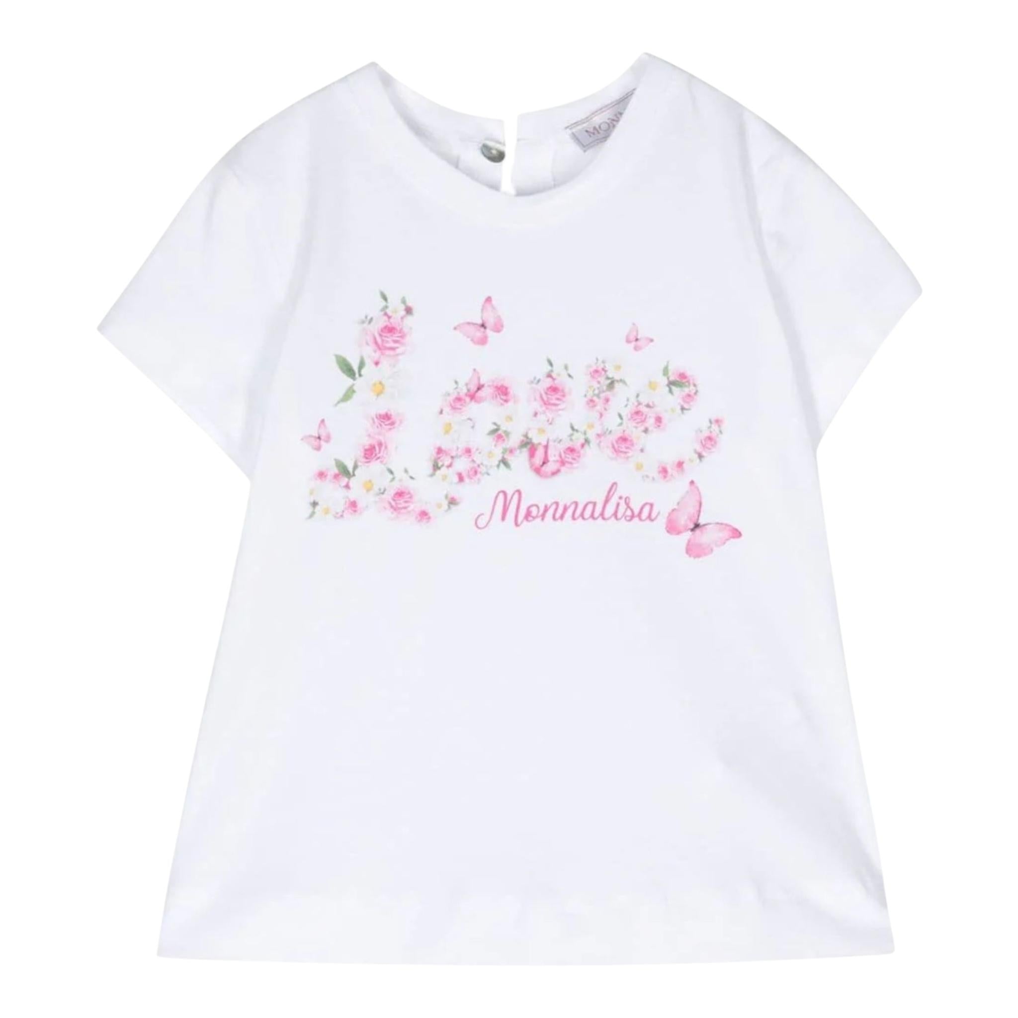 Monnalisa T-Shirt Tinta Unita Girocollo con Stampa  per Bambina 39C604 BIANCO MONNALISA 