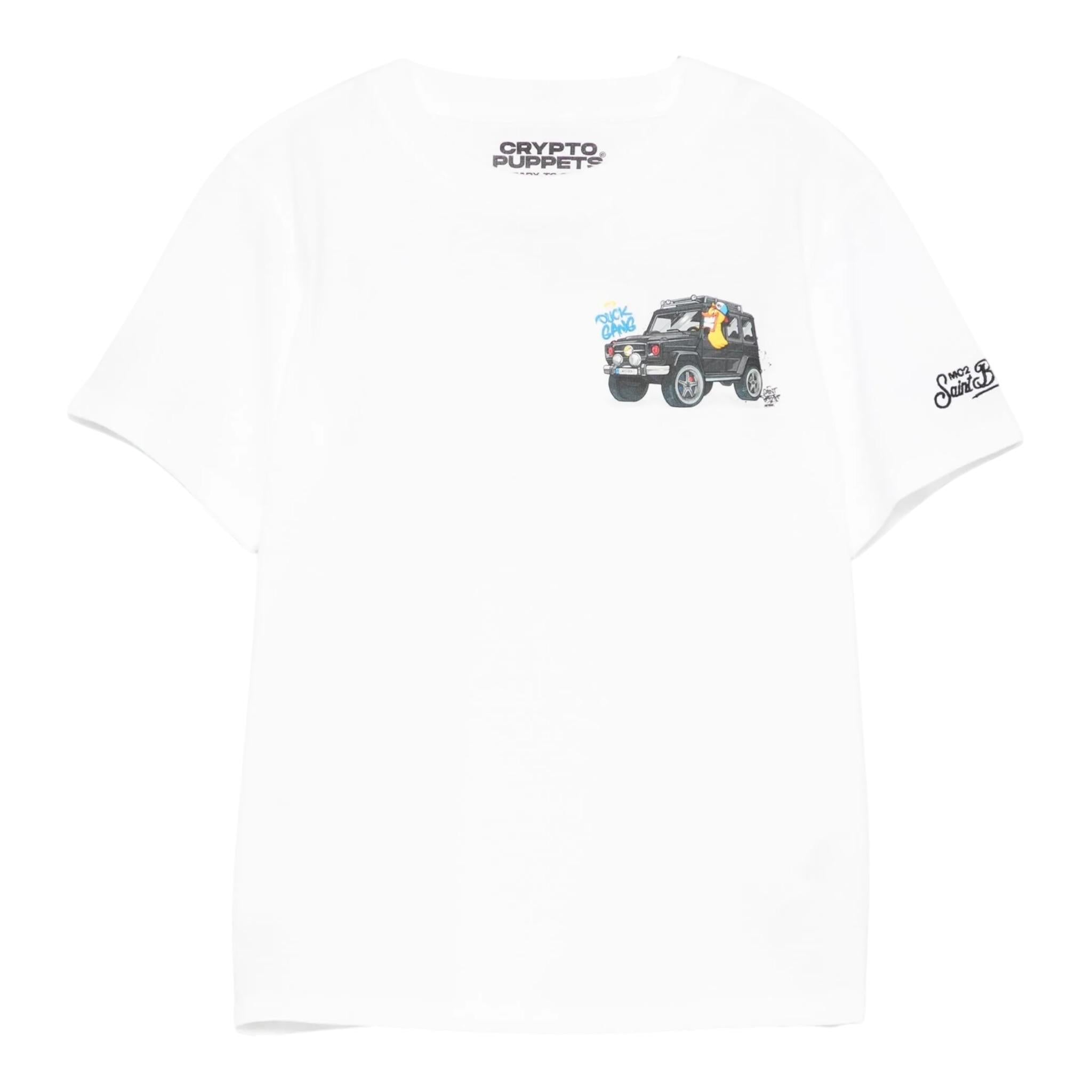 Saint Barth T-Shirt Girocollo Tinta Unita con Stampa per Neonato CPTGANN BIANCO SAINT BARTH 
