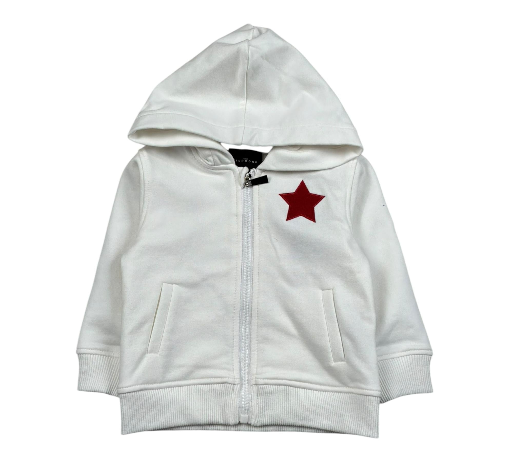 John Richmond Felpa con Zip E Cappuccio Tinta Unita per Neonata RIP26129FE BIANCO JOHN RICHMOND 