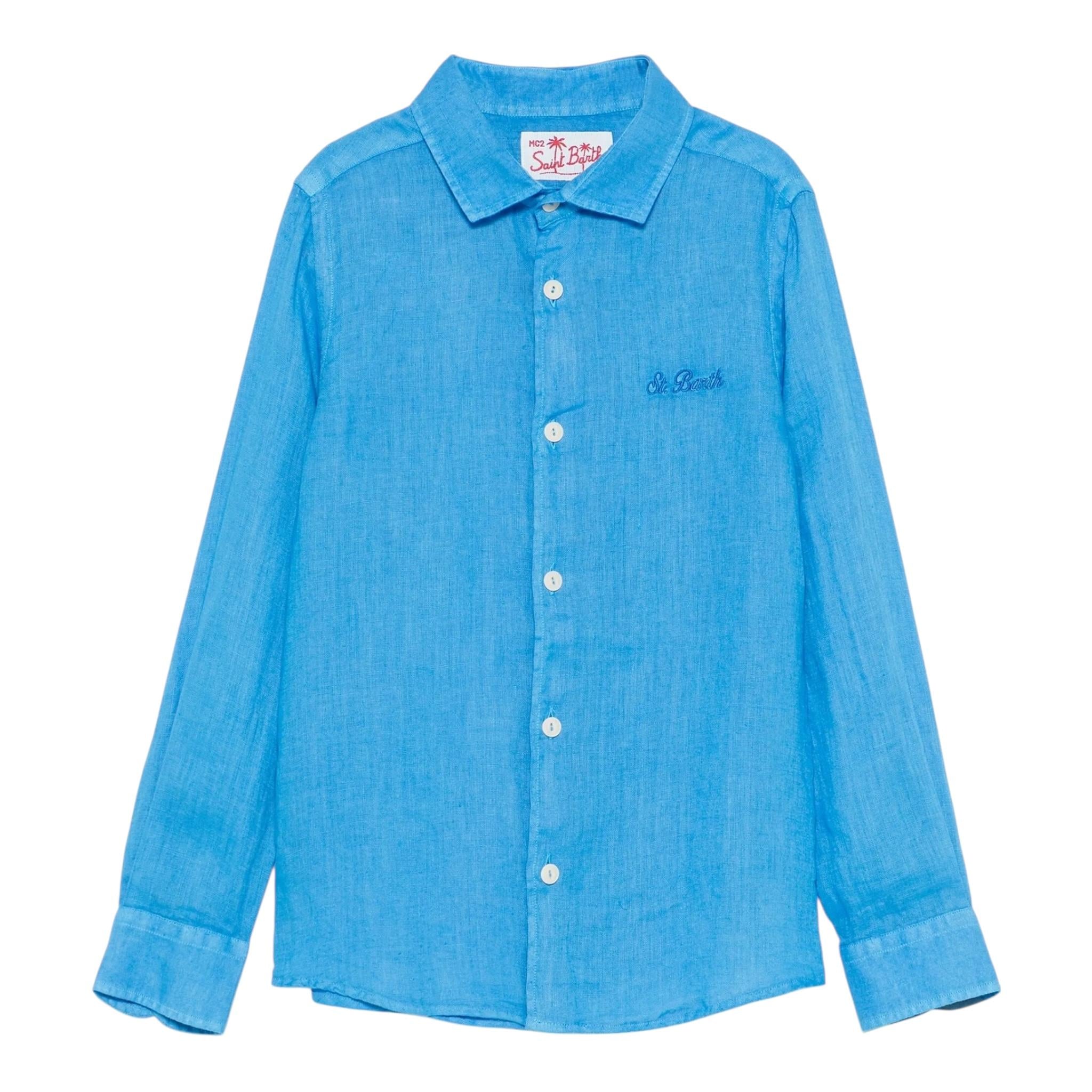 Saint Barth Camicia Manica Lunga Tinta Unita per Bambino AGN00010 TIFFANY SAINT BARTH 