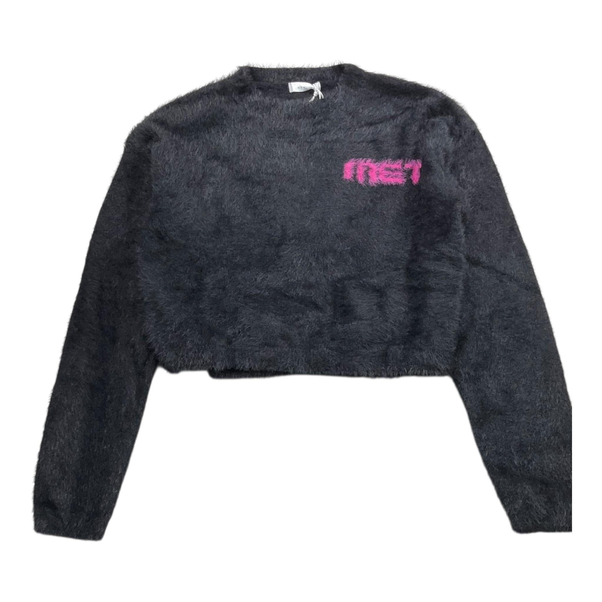 MET maglia girocollo tinta unita con stampa Nero per Bambina ME534 NERO MET 