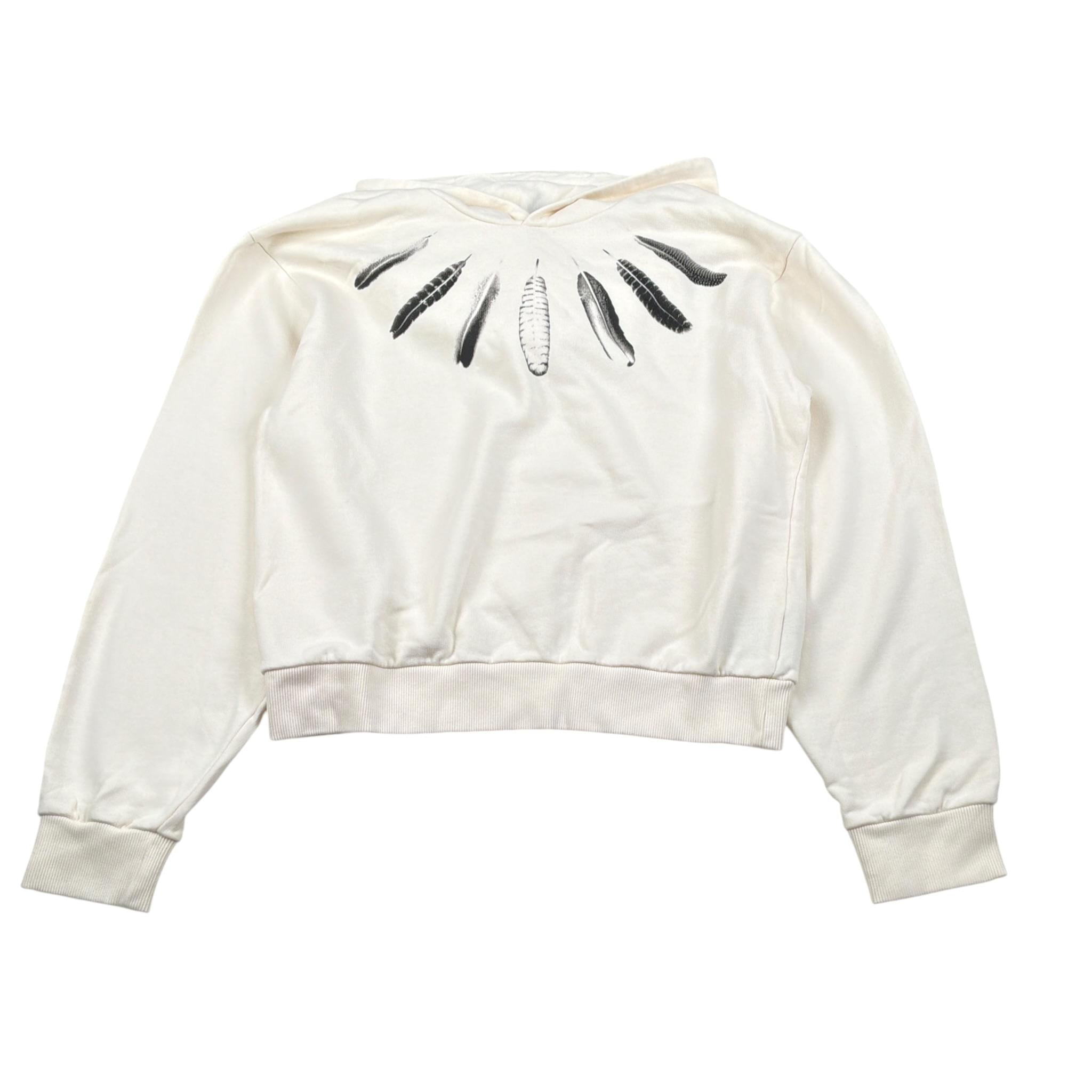 Marcelo Burlon Felpa tinta unita con Cappuccio E Stampa Panna per Bambino CBBB001F23 PANNA MARCELO BURLON 