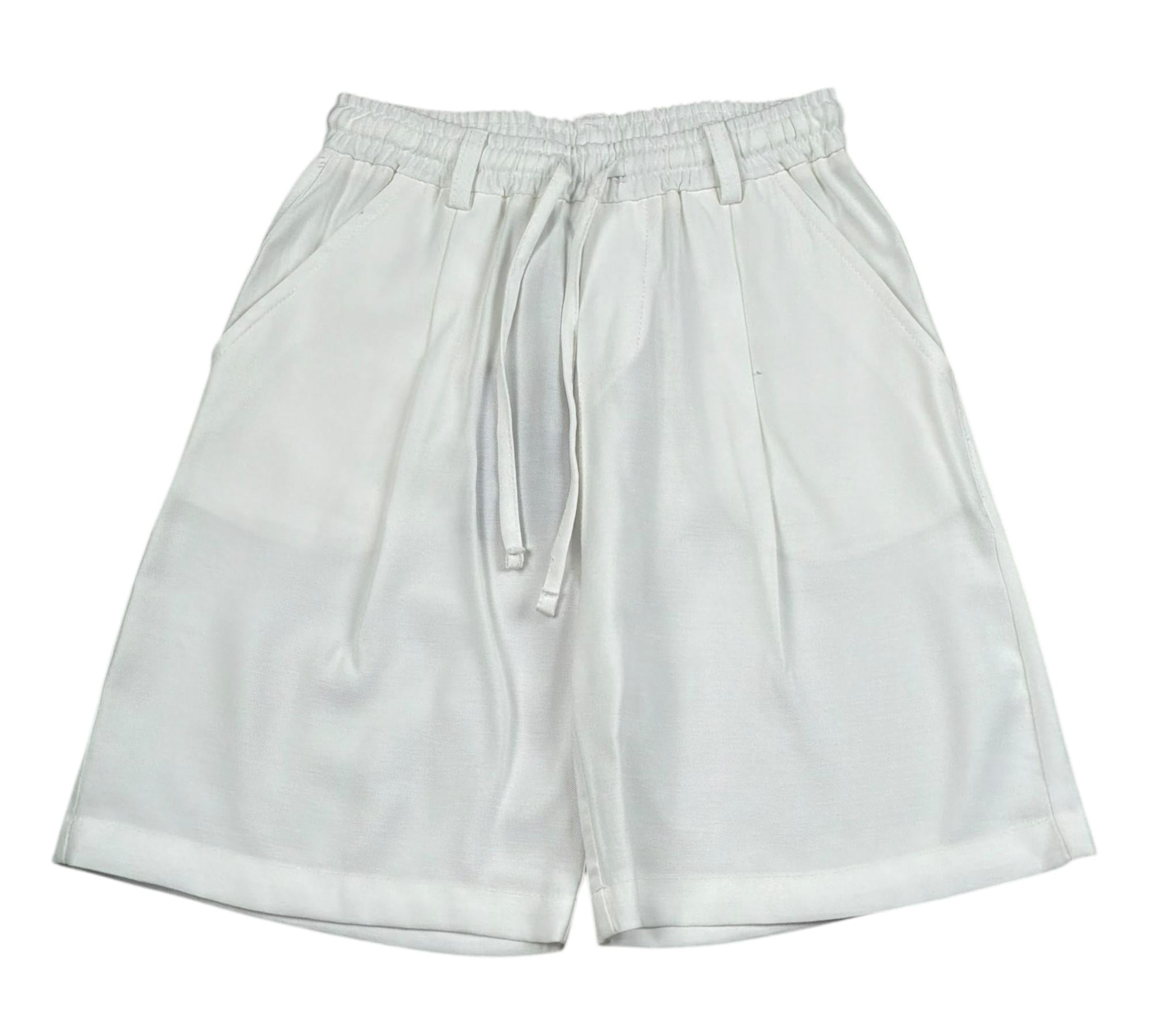 Paolo Pecora Bermuda Tinta Unita con Elstico In Vita per Bambino PP43033 BIANCO PAOLO PECORA 