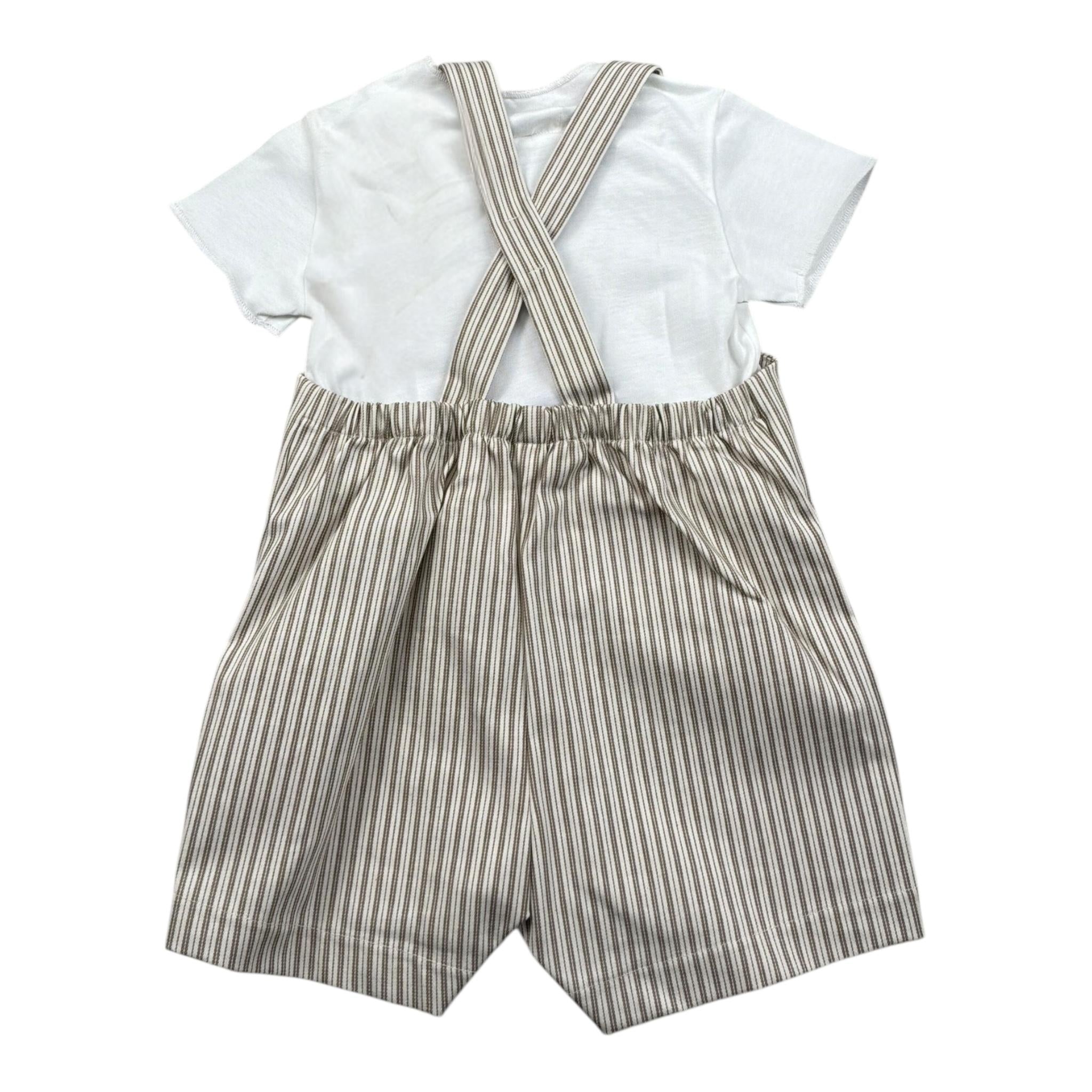 Teddy E Minou Completo 2 Pezzi T-Shirt-Salopette Bicolore per Neonato E24CP046C1079 BIANCO/VERDE TEDDY E MINOU 