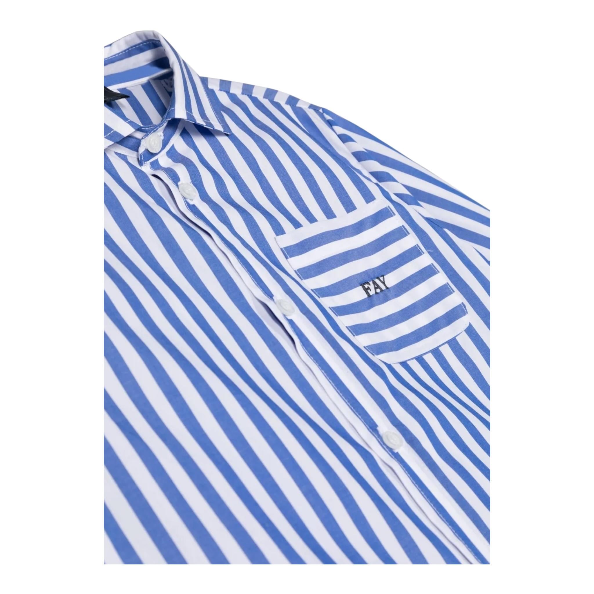 Fay Camicia Mezza Manica con Fantasia A Righe per Bambino FS5P10 BIANCO FAY 