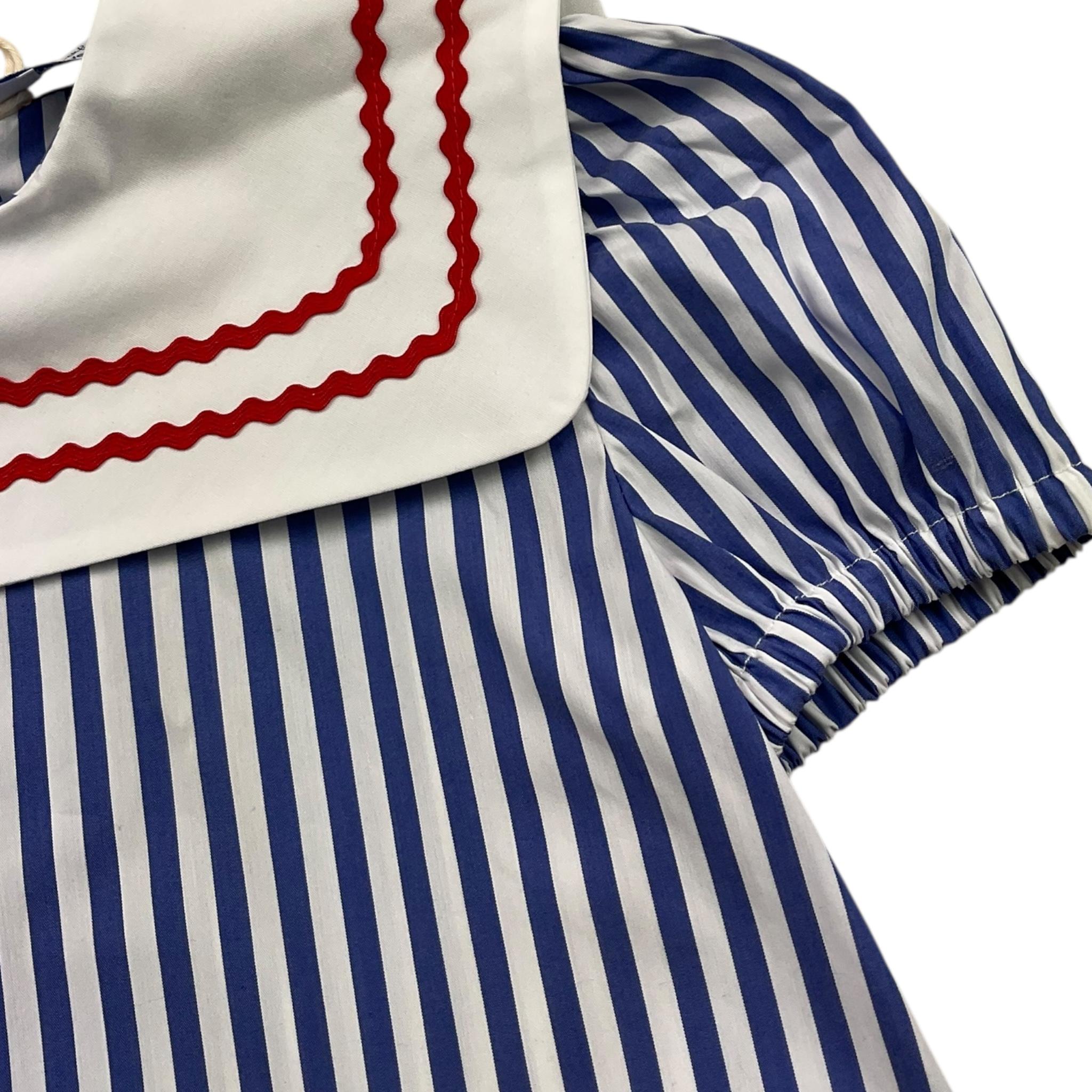 Ilfarobimbi T-Shirt Bicolore con Fantasia A Righe E Colletto per Bambina IFB50154 BIANCO/AZZURRO ILFAROBIMBI 