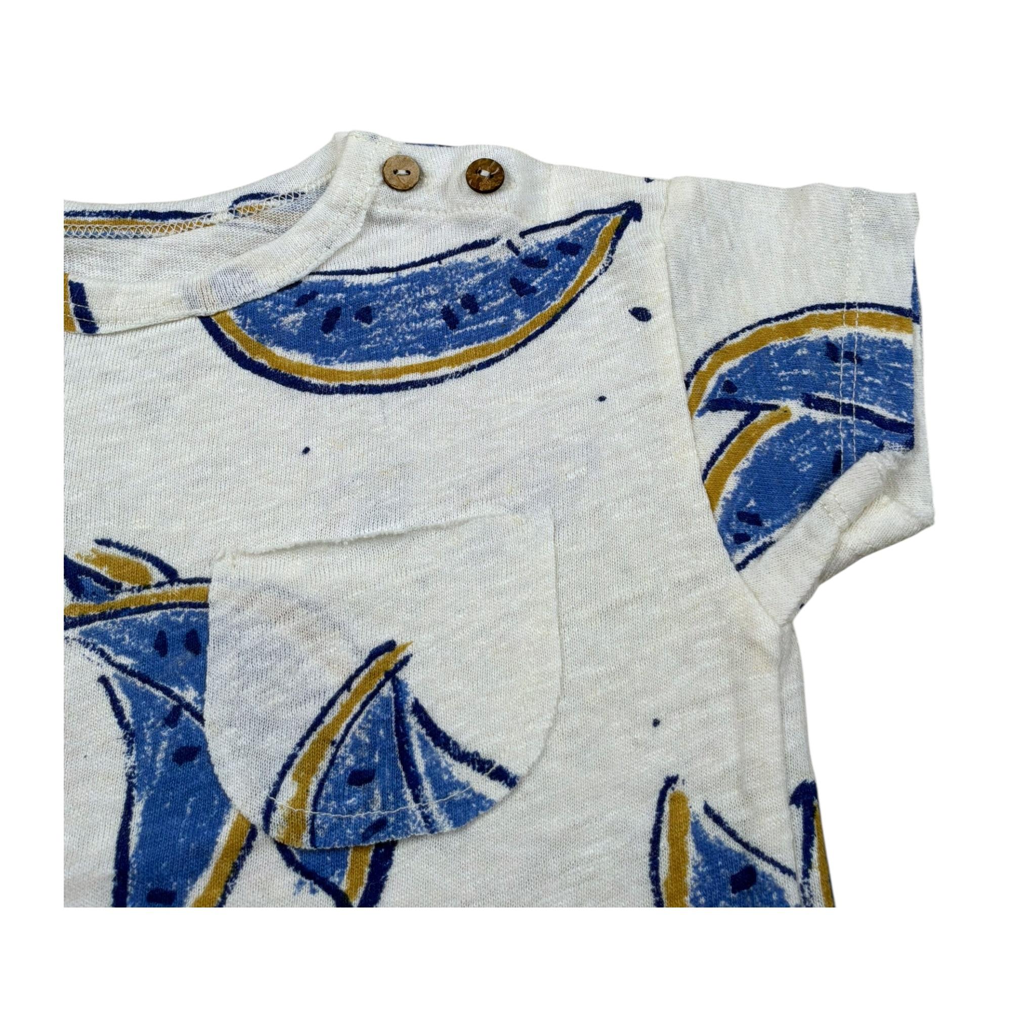 Play Up T-Shirt Girocollo Tinta Unita con Stampe per Neonato PA011AQ11056 PANNA PLAY UP 