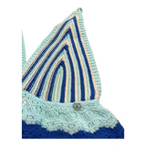 Please Top In Filo Tricolore con Bretelle per Bambina NB17230G72 AZZURRO PLEASE 