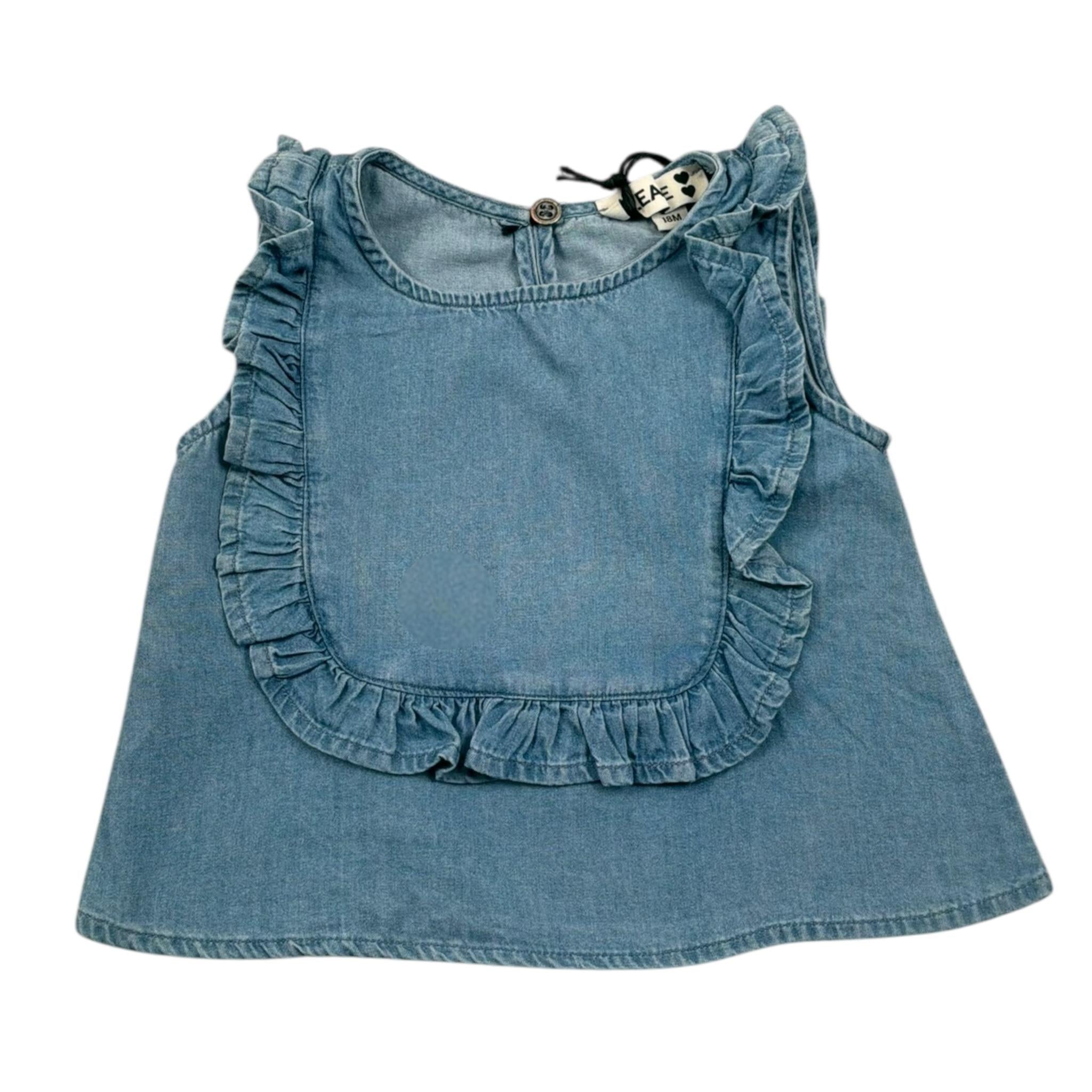 Please Camicia Giromanica Tinta Unita per Neonata CC82010G71 AZZURRO PLEASE 