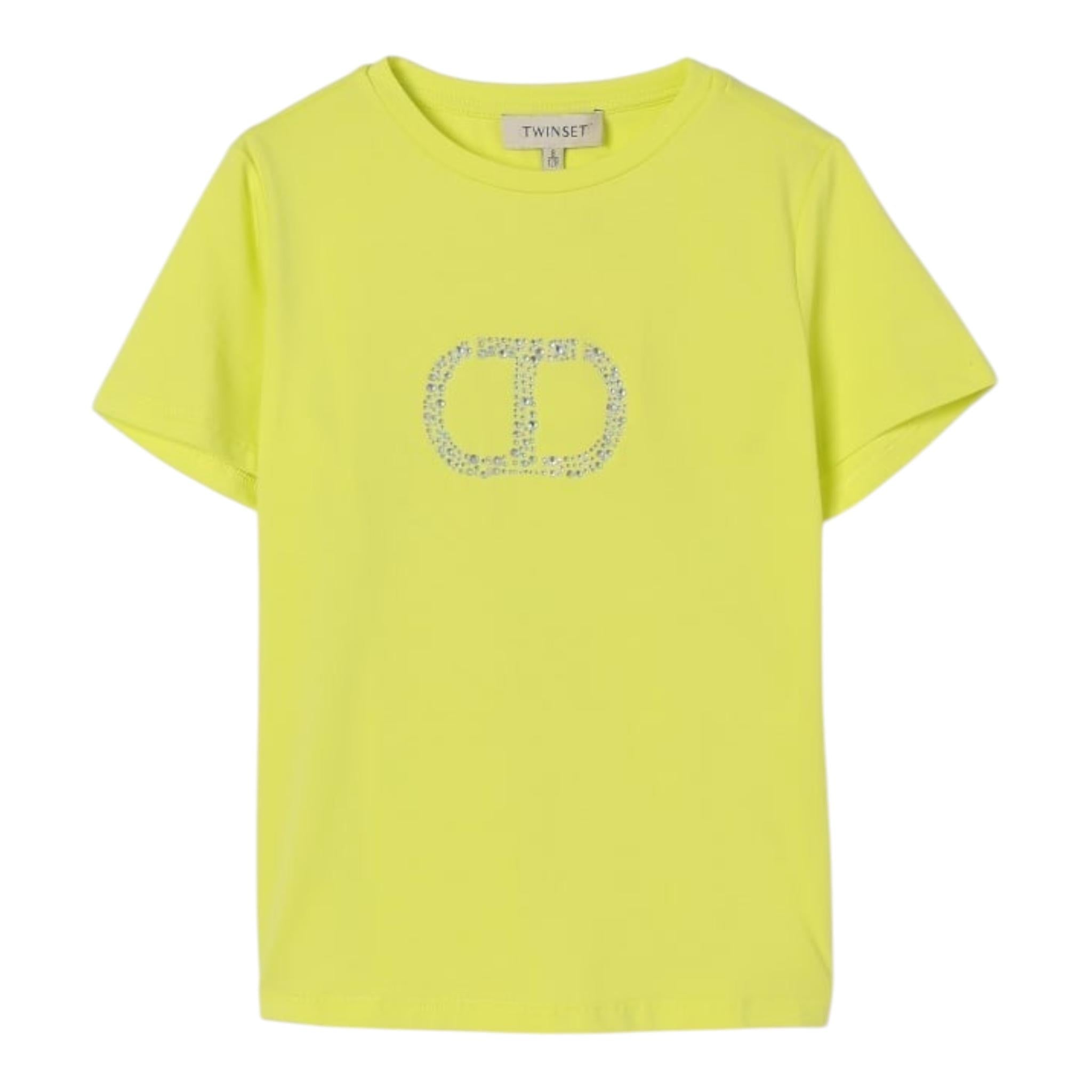 Twinset T-Shirt Girocollo Tinta Unita con Stampa per Neonata 251GJ2485X GIALLO TWINSET 