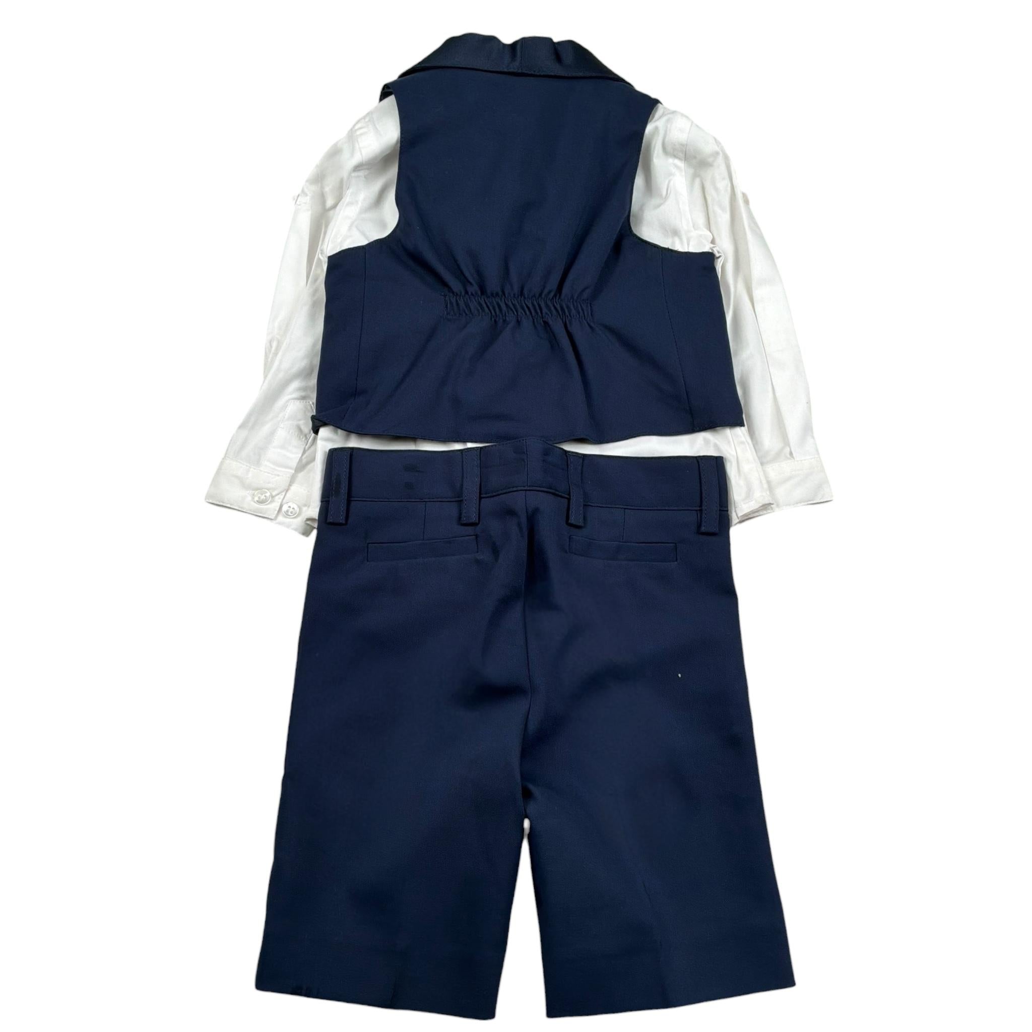 Petit Completo 4 Pezzi Gilet-Pantalone-Camicia-Papillon per Neonato S3415696GC BLU PETIT 