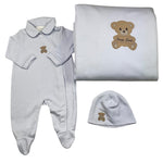 STORY LORIS set 3 pezzi tutina-cappello-coperta tinta unita Azzurro per Neonato 249092 AZZURRO STORY LORIS 