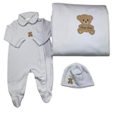 STORY LORIS set 3 pezzi tutina-cappello-coperta tinta unita Azzurro per Neonato 249092 AZZURRO STORY LORIS 