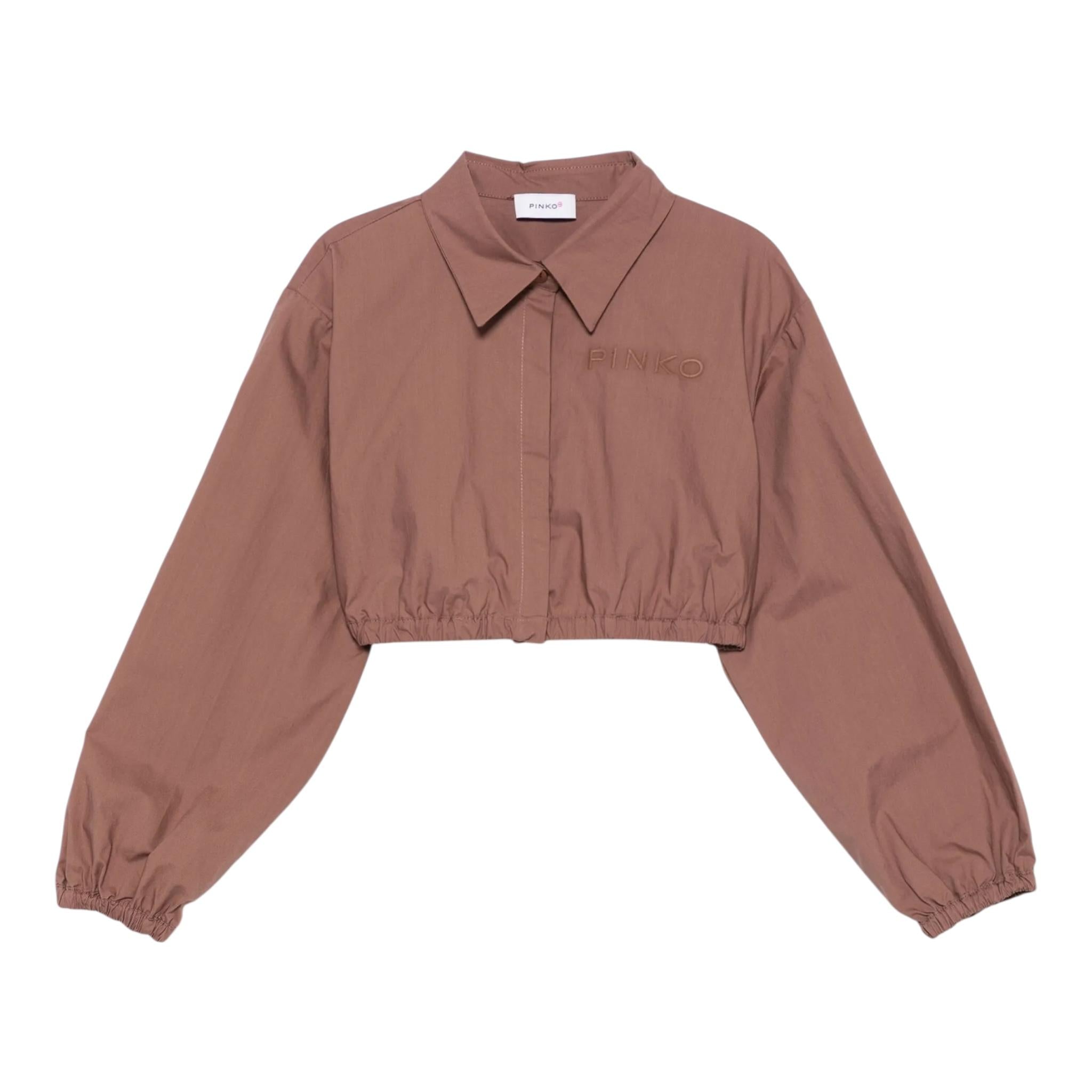 Pinko Camicia Manica Lunga Tinta Unita con Log per Bambina KFCA004 TERRA PINKO 