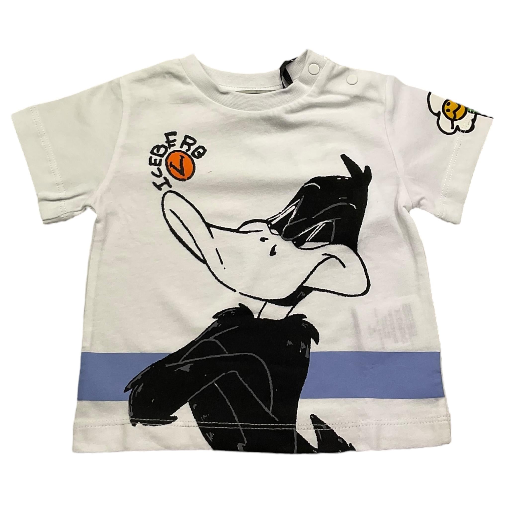 Iceberg T-Shirt Girocollo Tinta Unita con Stampe In Contrasto per Neonato TSICE5102B BIANCO ICEBERG 