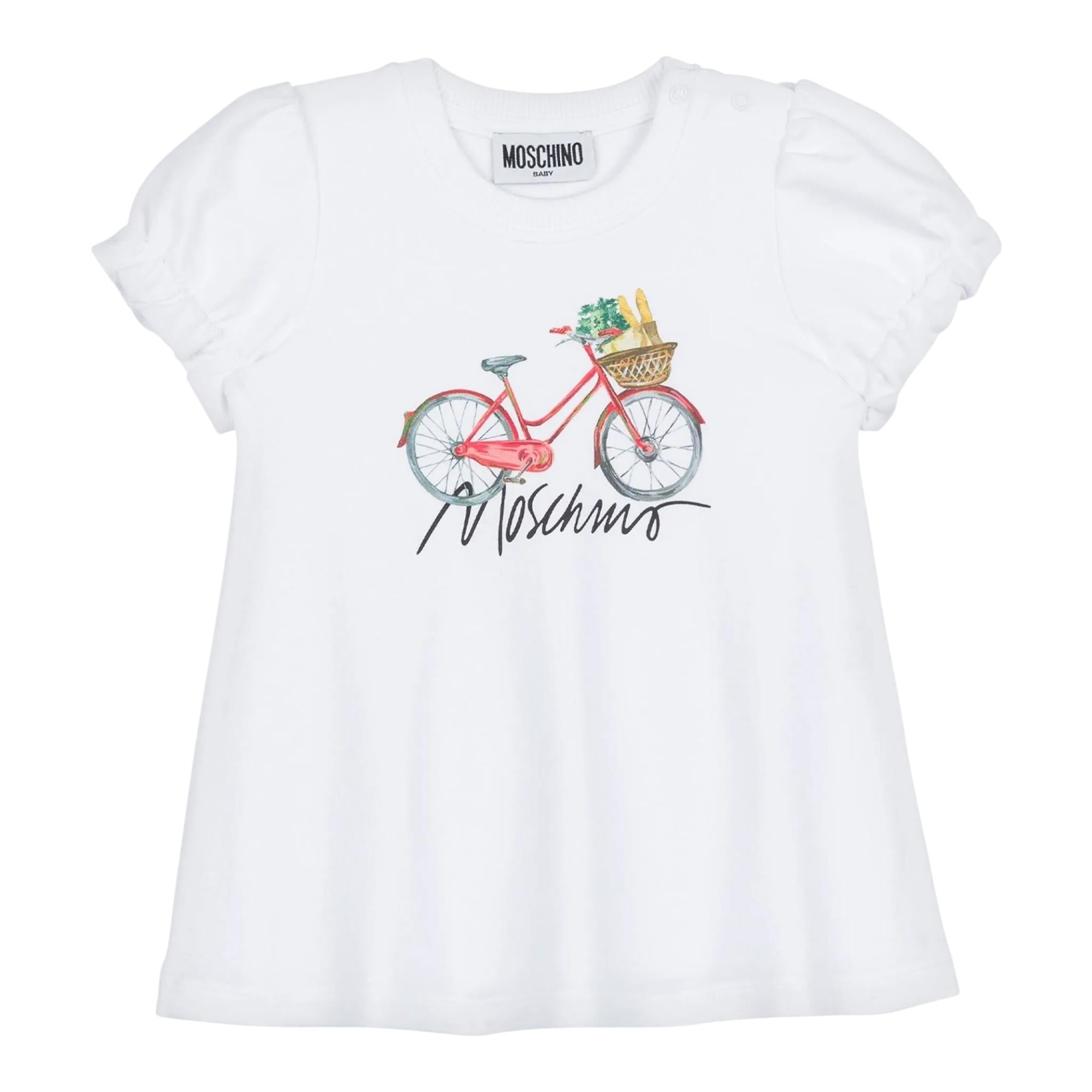 Moschino Abito Mezza Manica Tinta Unita con Stampa per Bambina MDV0CN BIANCO MOSCHINO 