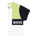 Boss T-Shirt Girocollo Tinta Unita con Maniche In Contrasto per Neonato J52112 BIANCO BOSS 