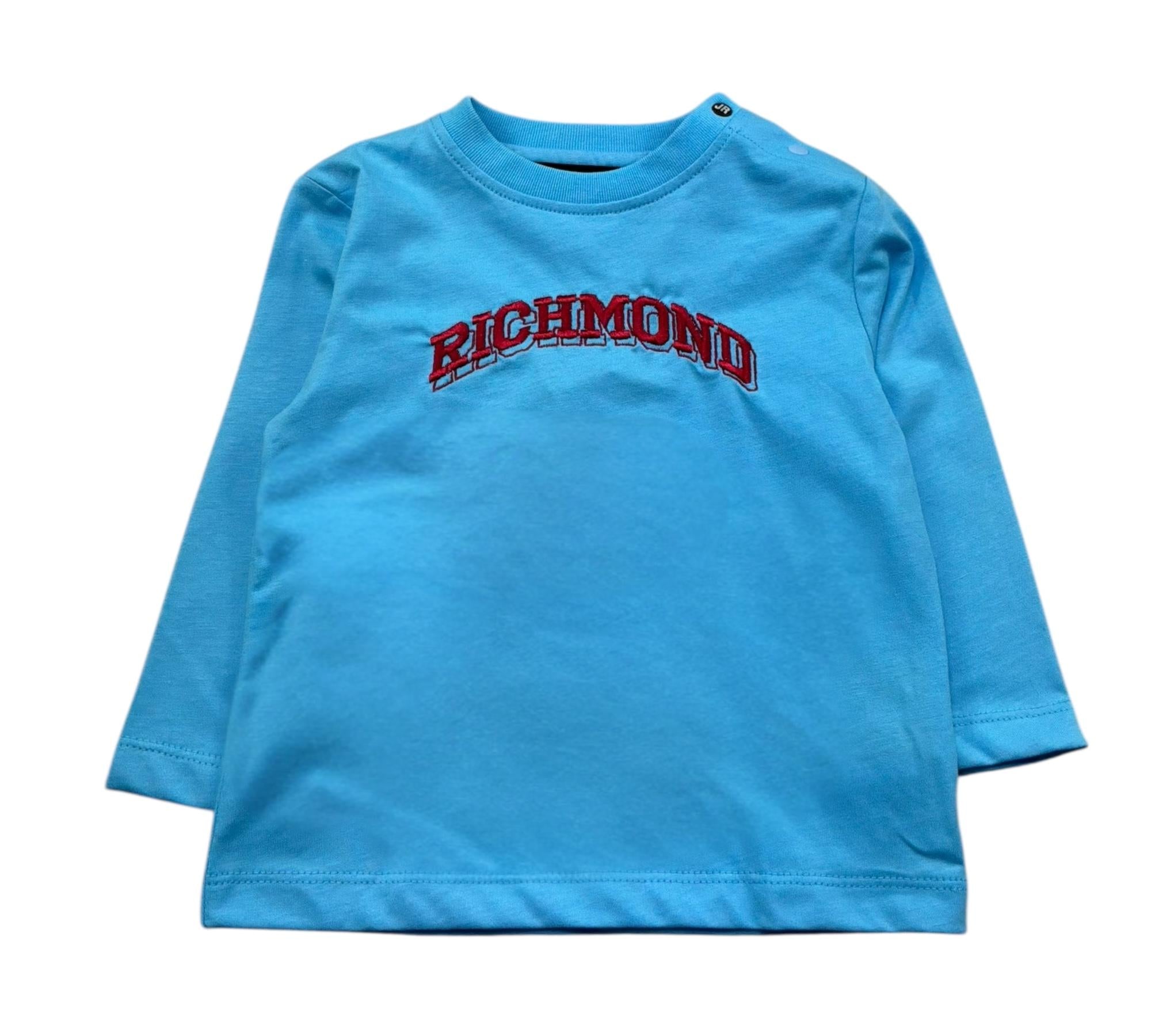 John Richmond Shirt Girocollo Tinta Unita con Stampa per Neonato RIP26130TS AZZURRO JOHN RICHMOND 