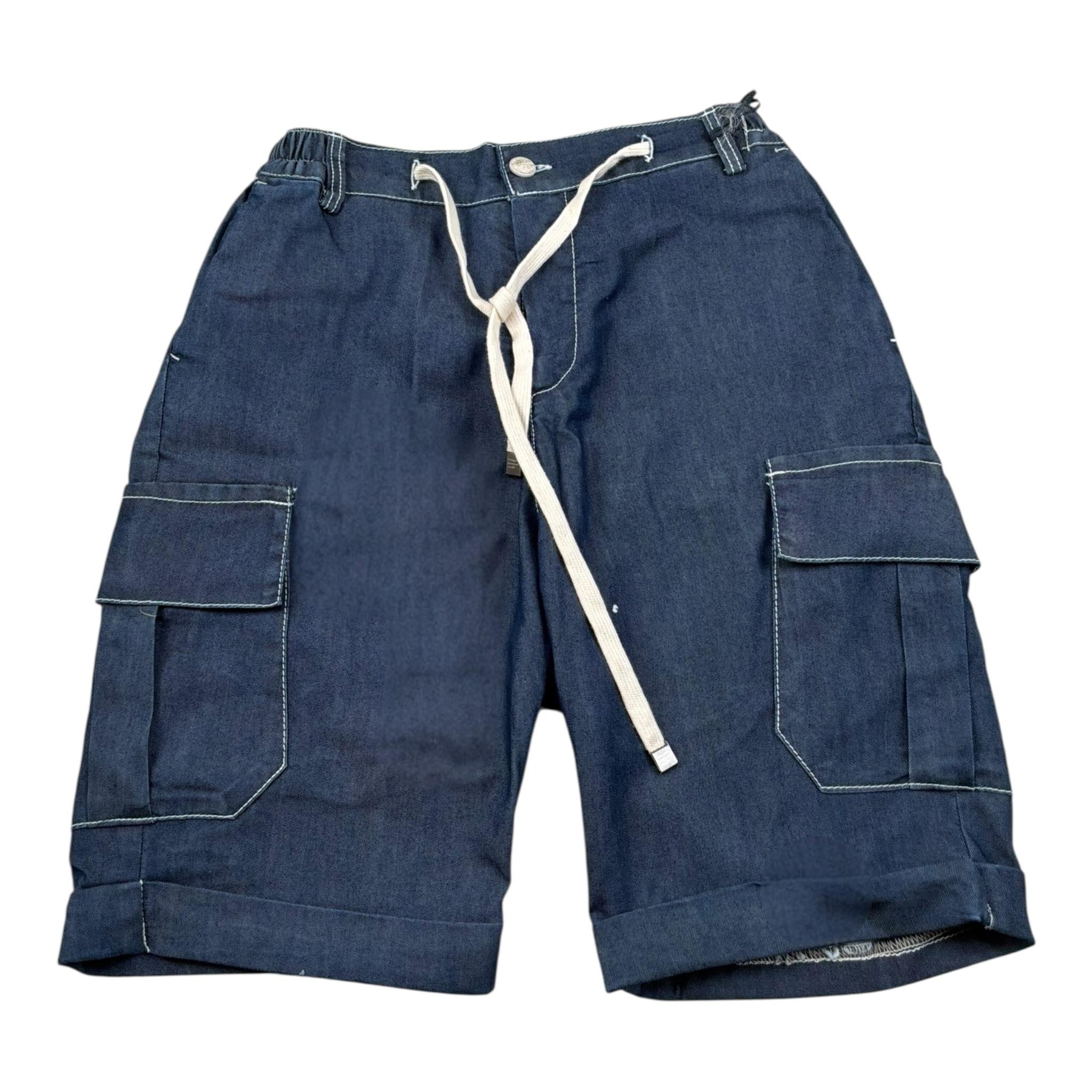 Emanuel Pris Bermuda In Denim Tinta Unita con Elastico In Vita per Bambino EBM5122R BLU EMANUEL PRIS 