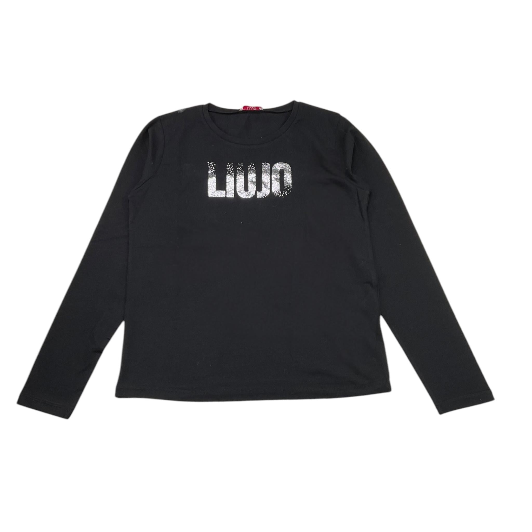 LIU JO shirt girocollo tinta unita con stampa Nero per Bambina GF4210 NERO LIU JO 