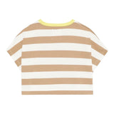 Dou Dou T-Shirt Girocollo Bicolore con Fantasia A Righe per Bambina DW8A21X PANNA/BEIGE DOU DOU 