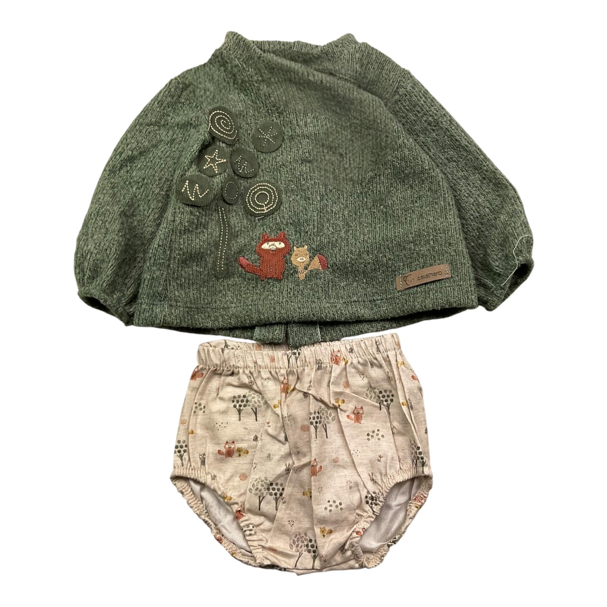 CALAMARO completo 2pz maglia-coulotte bicolore Verde per Neonato 11070X VERDE CALAMARO 
