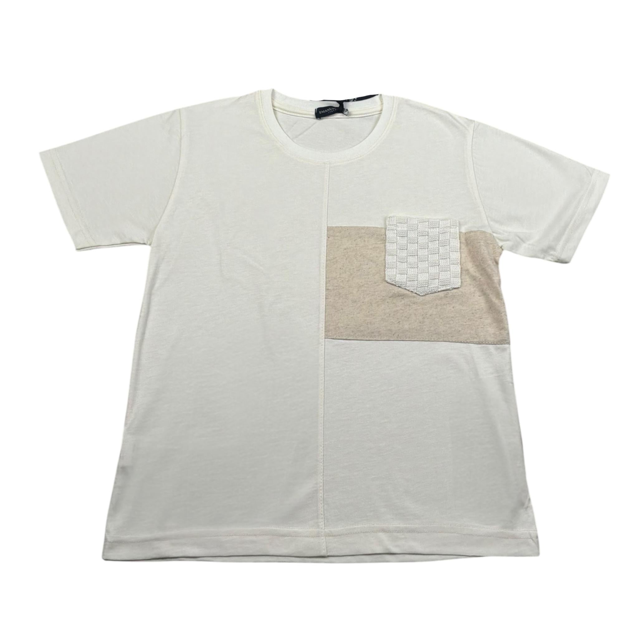 Emanuel Pris T-Shirt Girocollo Tinta Unita con Profili In Contrasto per Bambino ETS3141R PANNA EMANUEL PRIS 