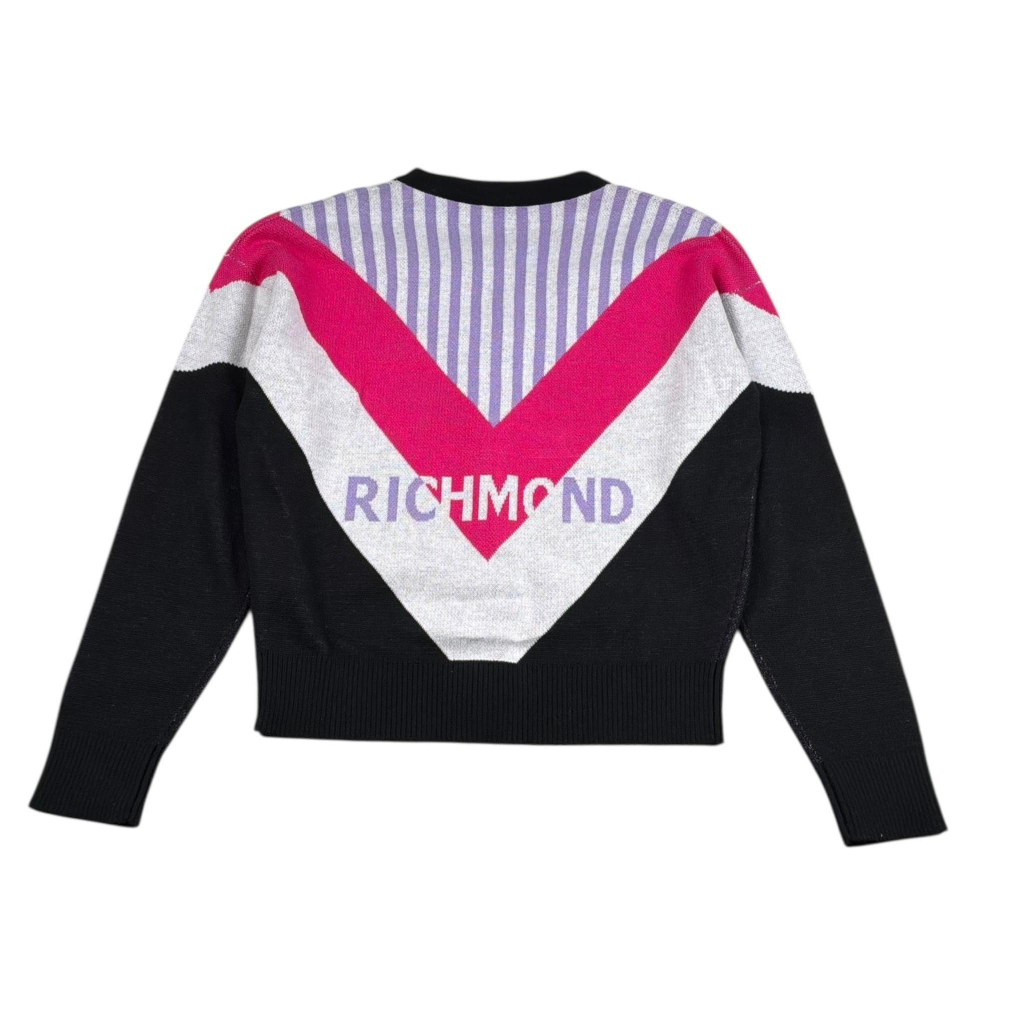John Richmond Cardigan Tricolore con Stampa E Bottoni per Bambina RGP26135CD NERO JOHN RICHMOND 