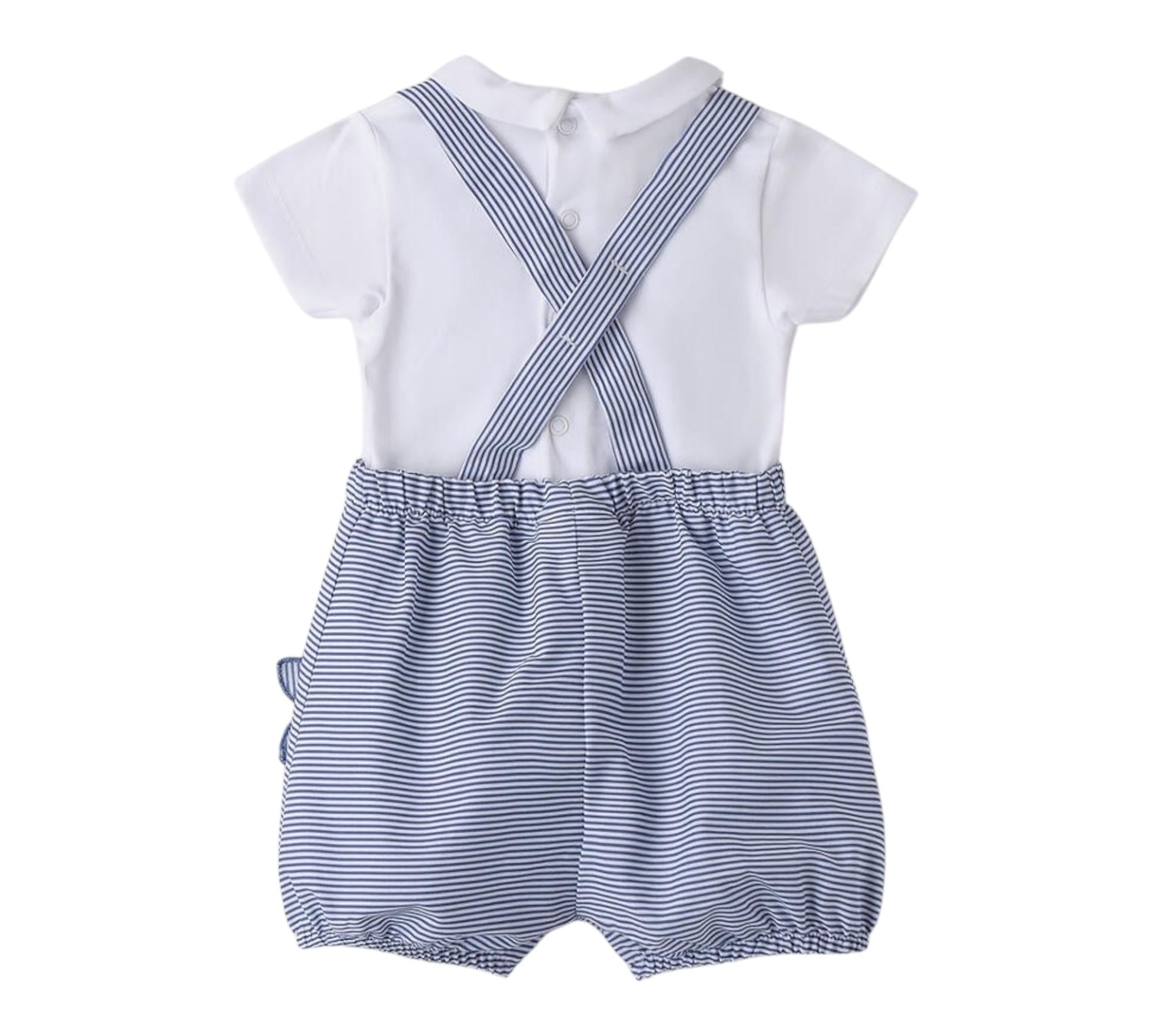 Minibanda Complet 2 Pezzi Pagliaccetto-Body per Neonato 3B679 BIANCO/BLU MINIBANDA 