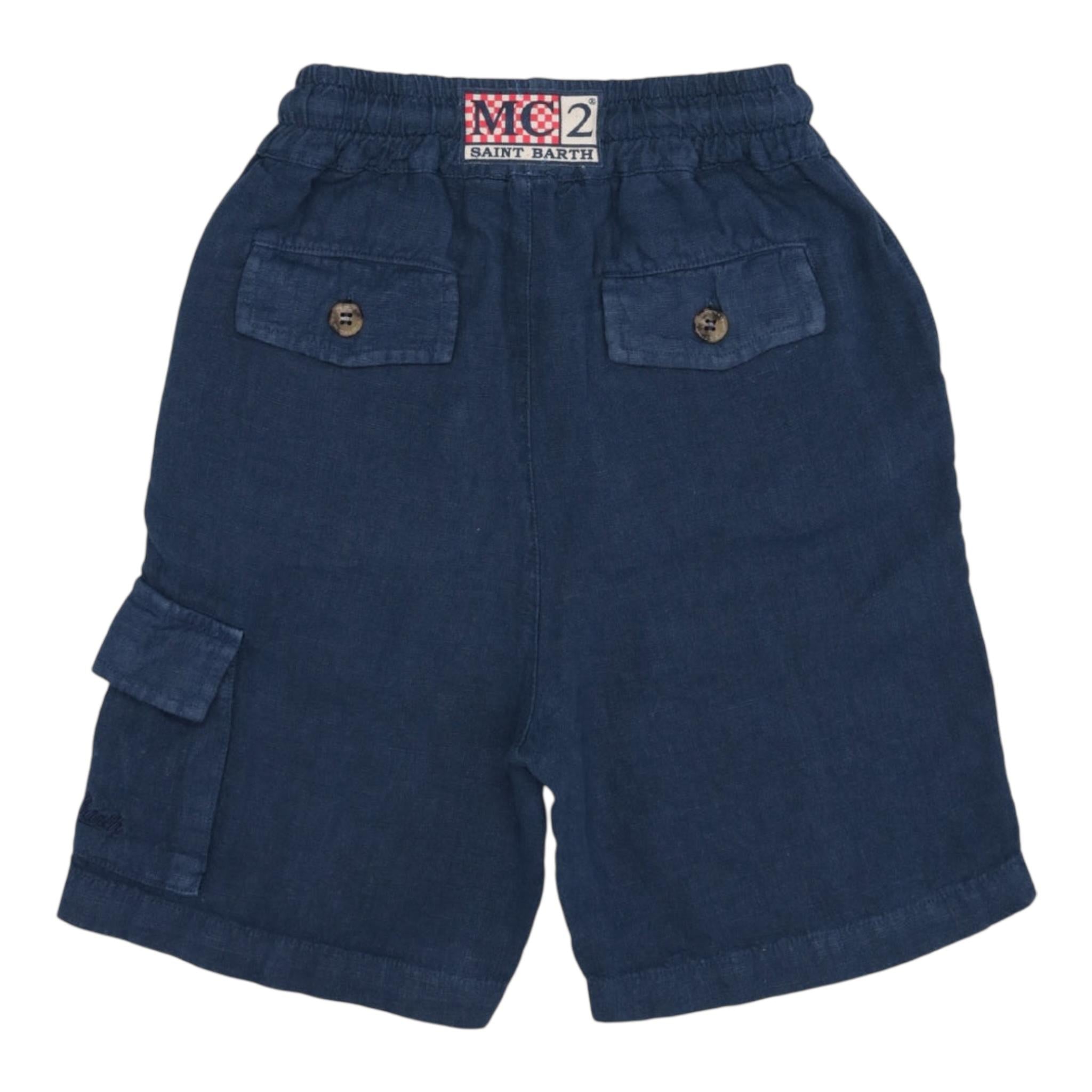 Saint Barth Bermuda Tinta Unita con Elastico In Vita per Bambino MERSEILLEJE BLU SAINT BARTH 