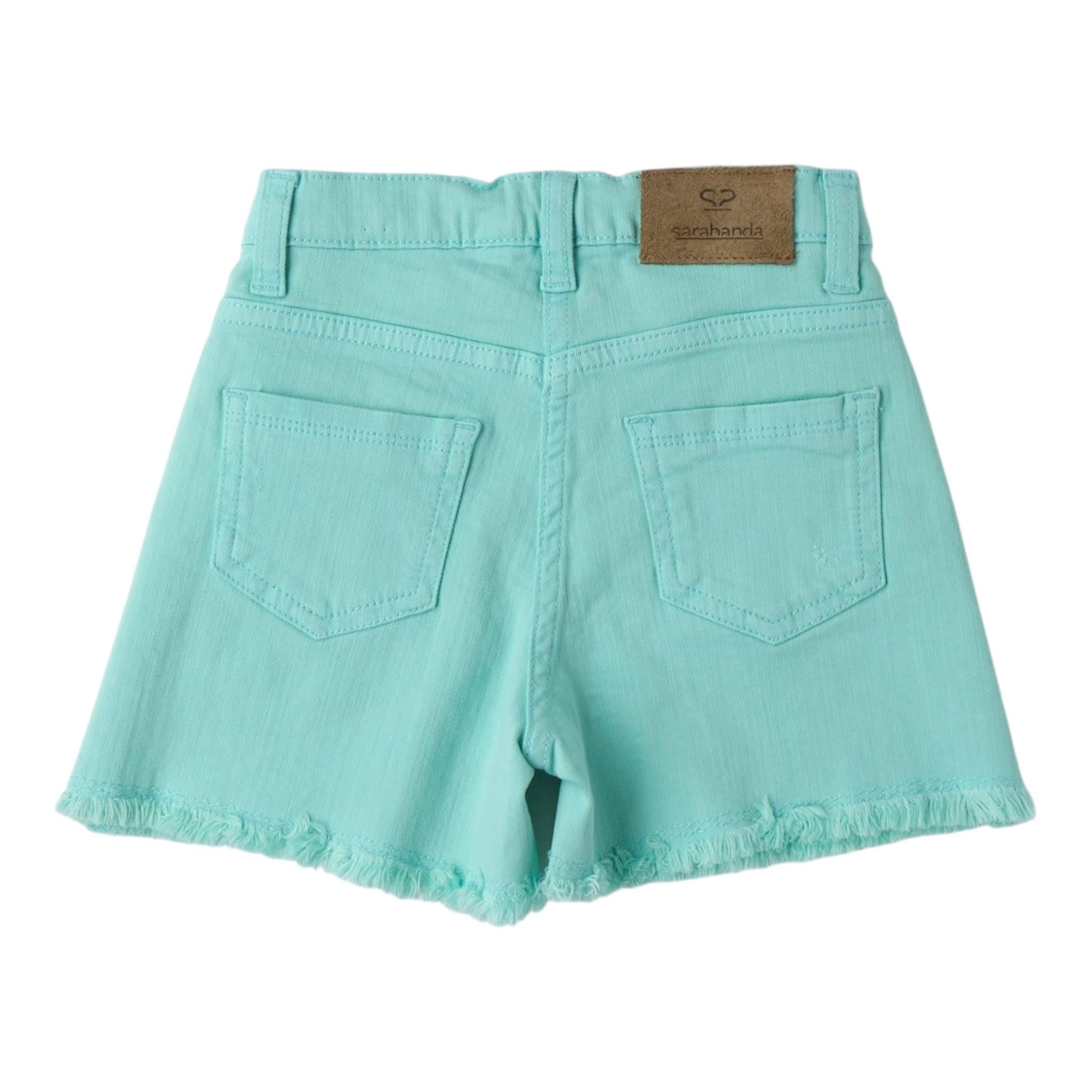 Sarabanda Short Tinta Unita con Girovita Regolabile per Neonata 0B222N VERDE ACQUA SARABANDA 