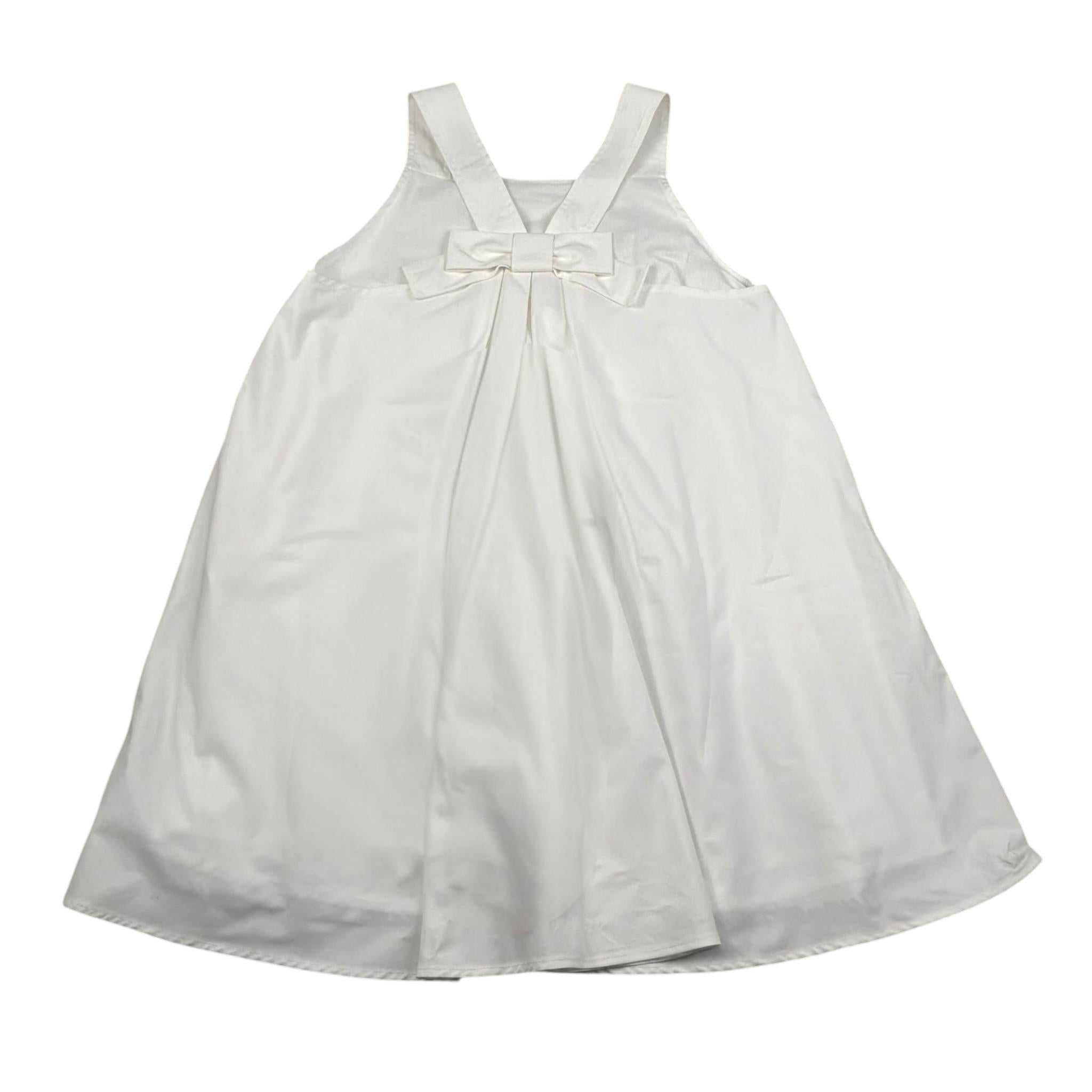 Simonetta Abito Giromanica Tinta Unita con Ricami Logo per Bambina SW1A22P0518 BIANCO SIMONETTA 