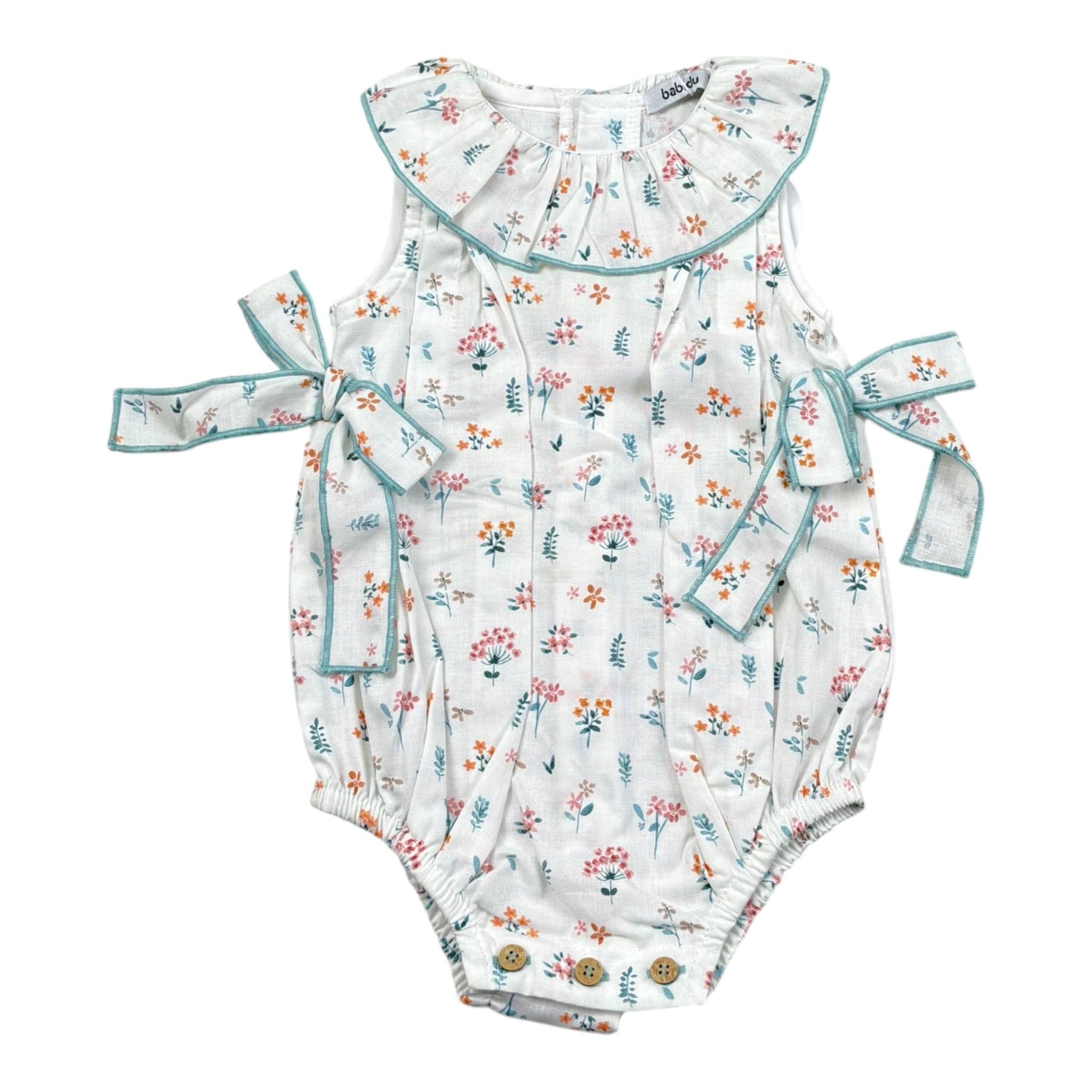 Babidu Pagliaccetto Tinta Unita con Stampa per Neonata 31408 BIANCO BABIDU 