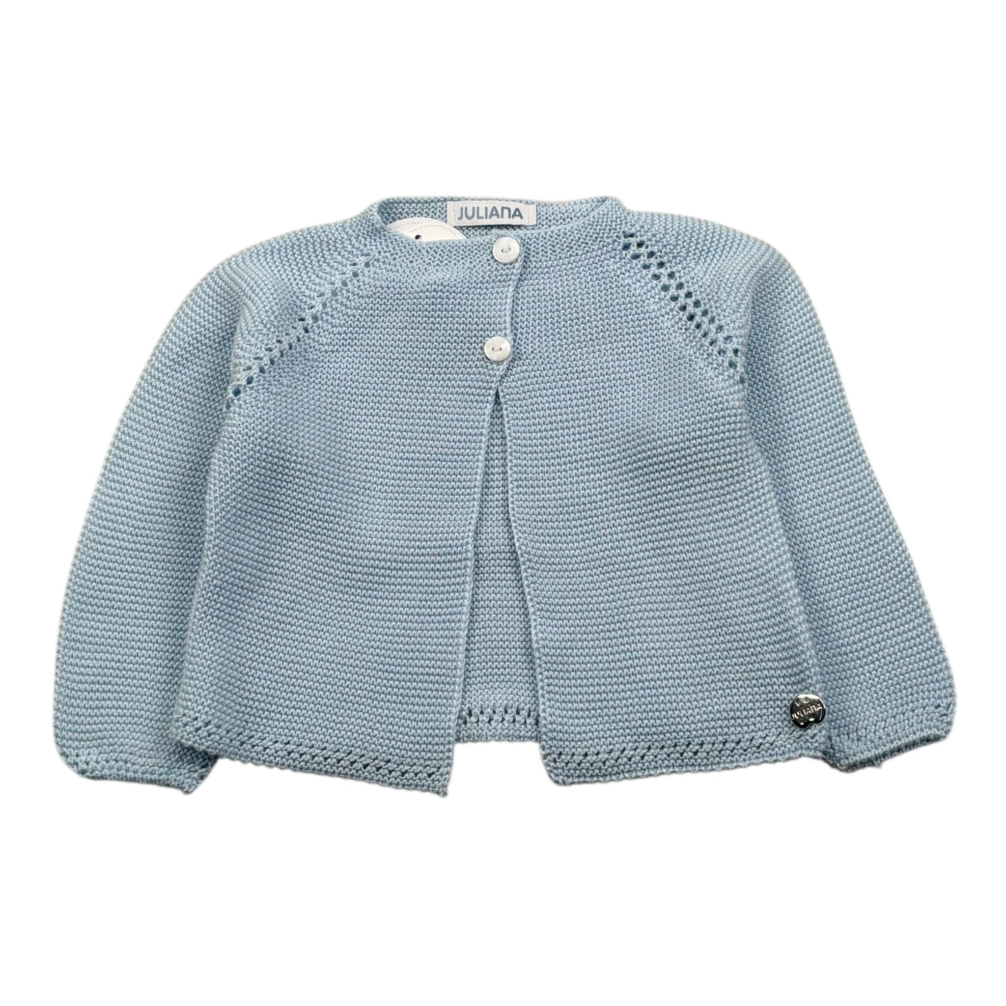 Juliana Cardigan Tinta Unita con Trafori per Neonata 25211 AZZURRO JULIANA 