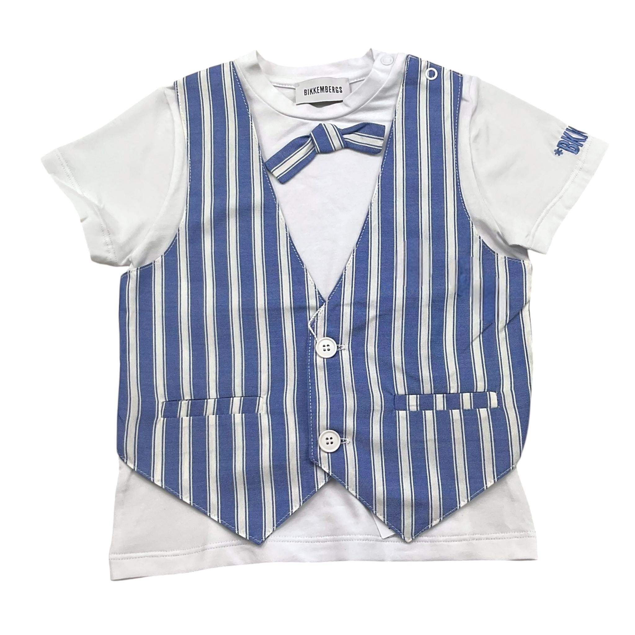 Bikkembergs T-Shirt Tinta Unita con Panciotto Incorporato per Neonato BK3453 BIANCO BiKKEMBERGS 