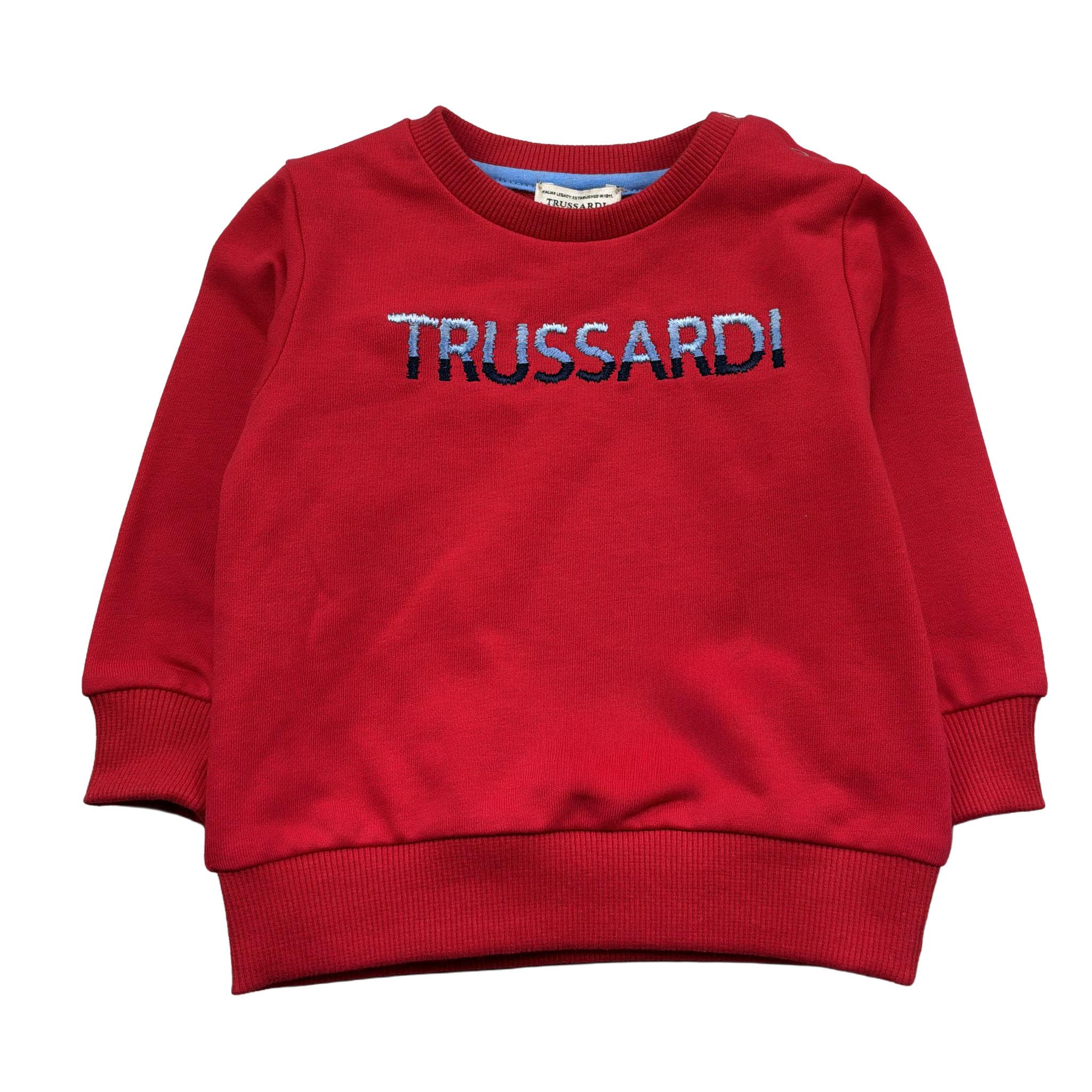 Trussardi Felpa Chiusa Girocollo Tinta Unita con Logo per Neonato TIP26091FE ROSSO TRUSSARDI 
