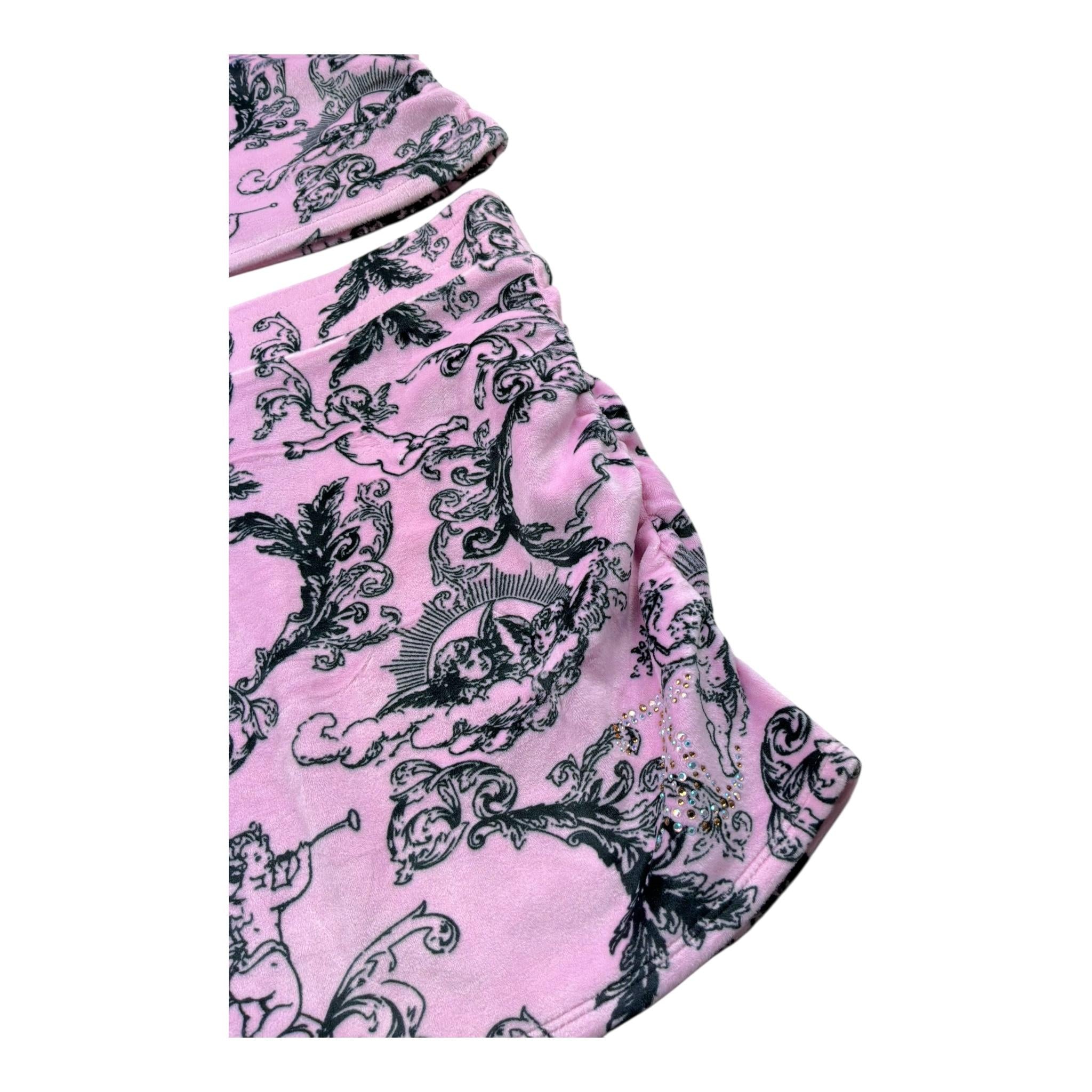 Juicy Couture Completo 2 Pezzi Top-Gonna Tinta Unita con Fantasia per Bambina JBX6519 ROSA JUICY COUTURE 