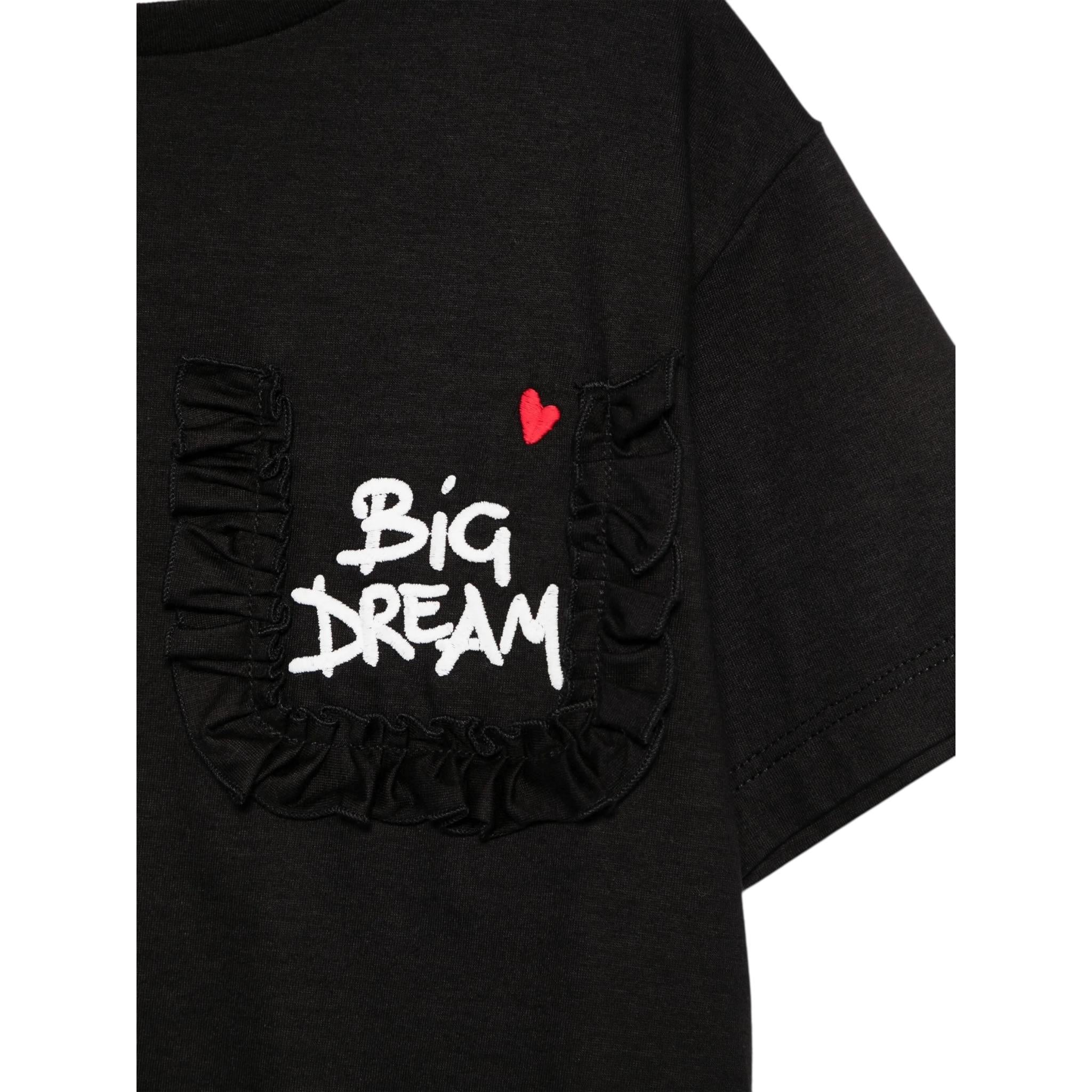 Simonetta T-Shirt Girocollo Tinta Unita con Taschino per Bambina SW8A31 NERO SIMONETTA 