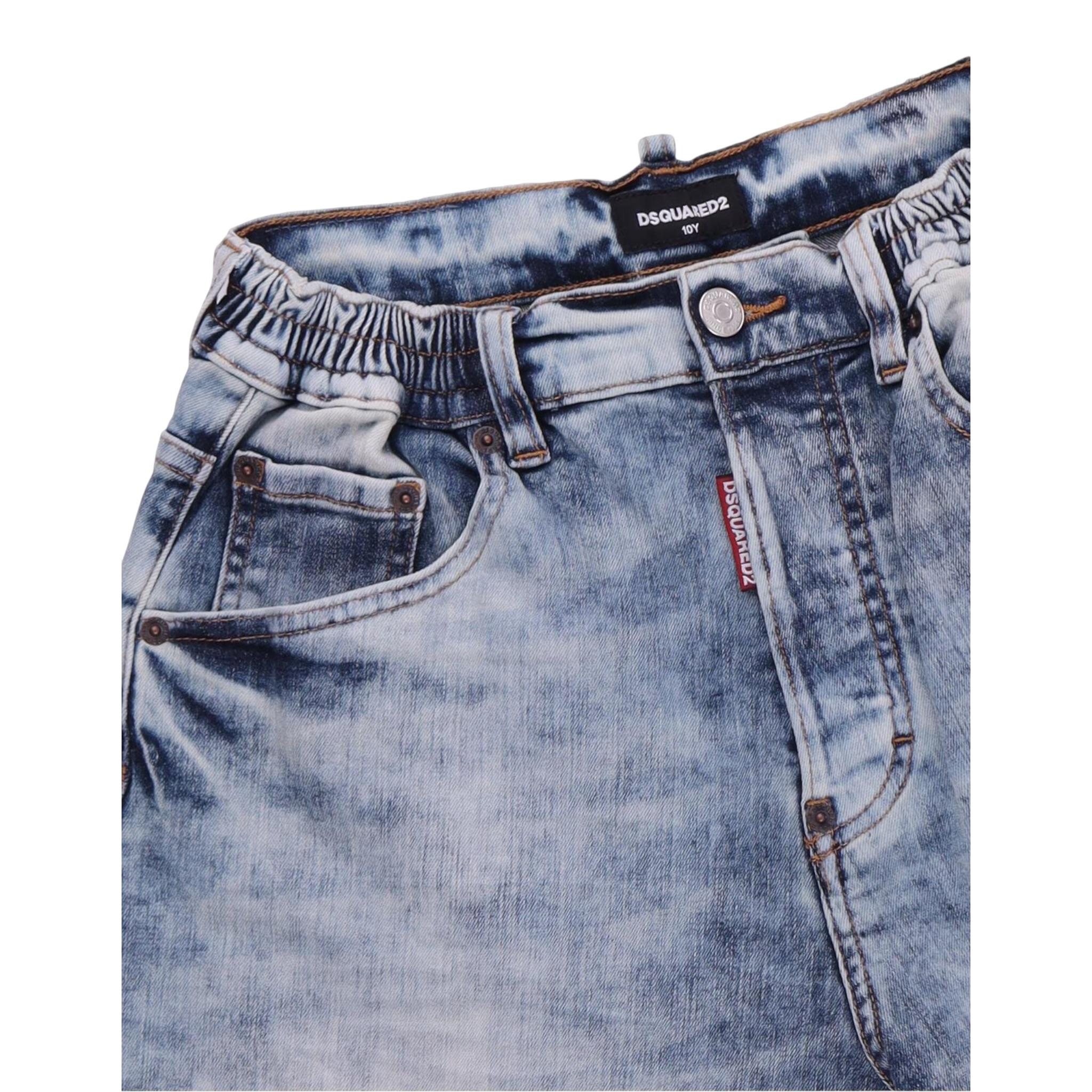 Dsquared2 Bermuda In Denim tinta unita Azzurro per Bambino DQ2828 AZZURRO DSQUARED2 