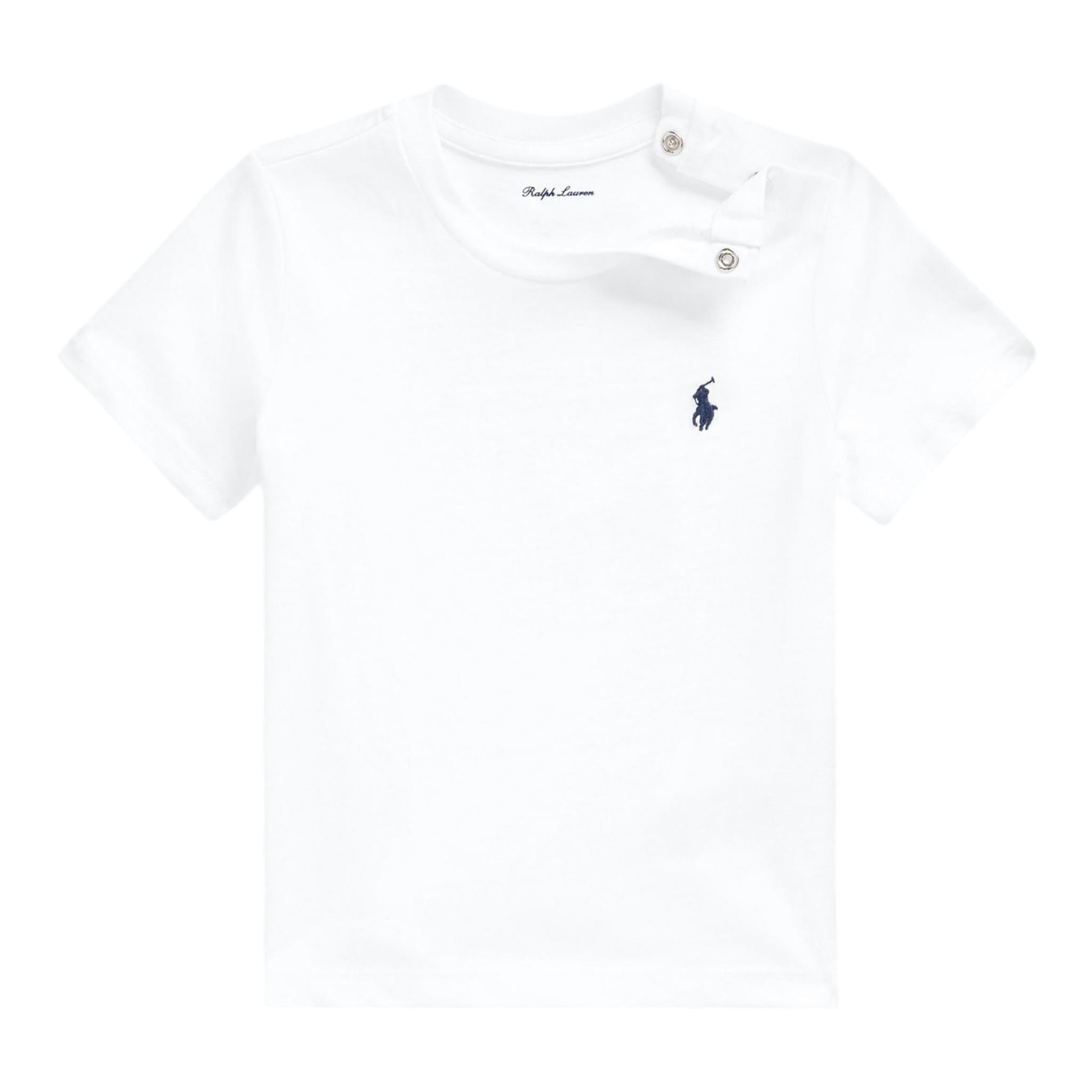 Ralph Lauren T-Shirt Girocollo Tinta Unita con Ricamo per Neonato 320832904033 BIANCO RALPH LAUREN 