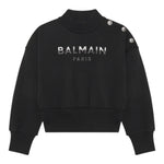 Balmain Felpa Chiusa Mezzo Collo Tinta Unita con Logo per Bambina BV4A90 NERO BALMAIN 